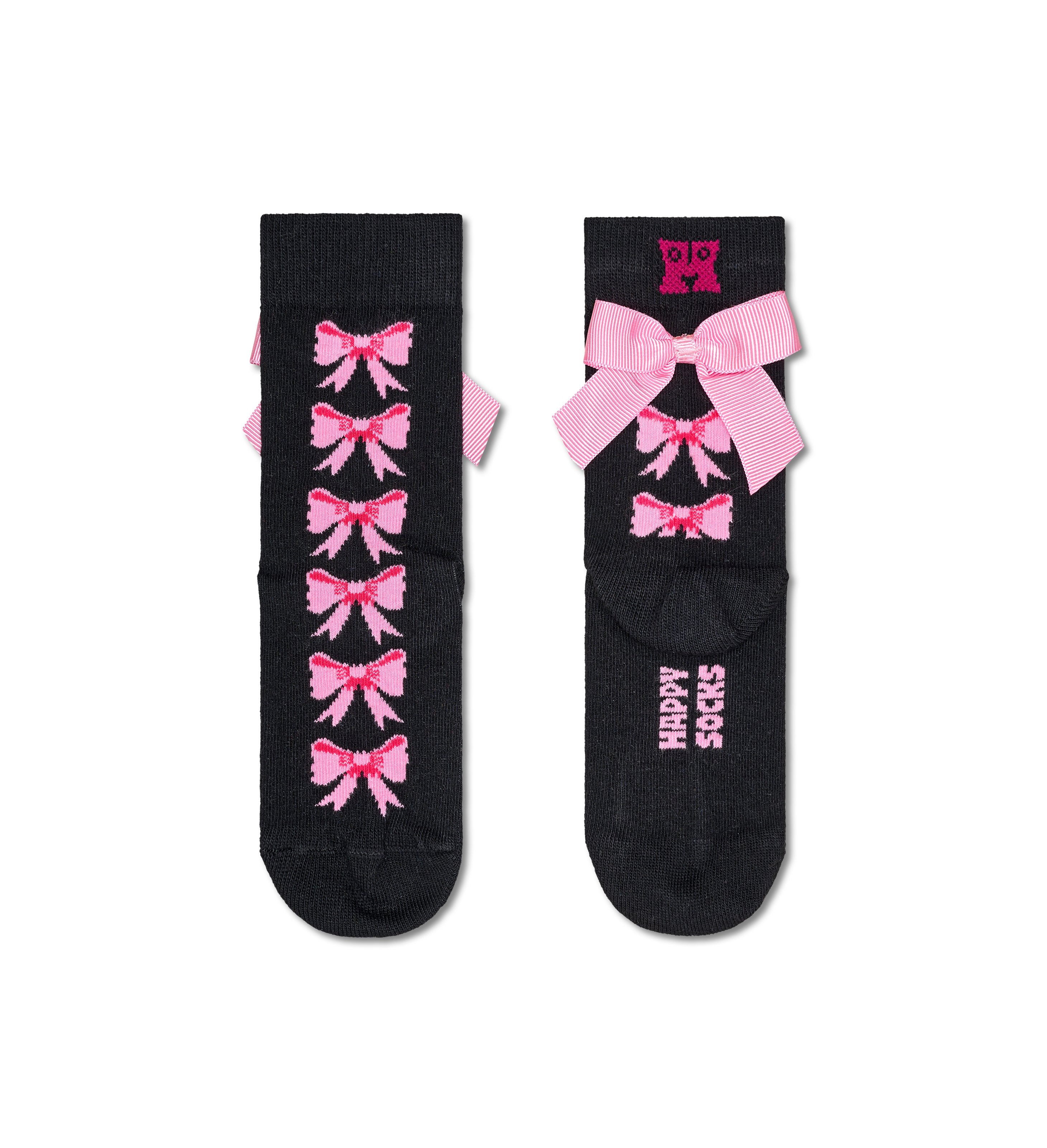 【キッズ】クルー丈 ソックス(リボン)