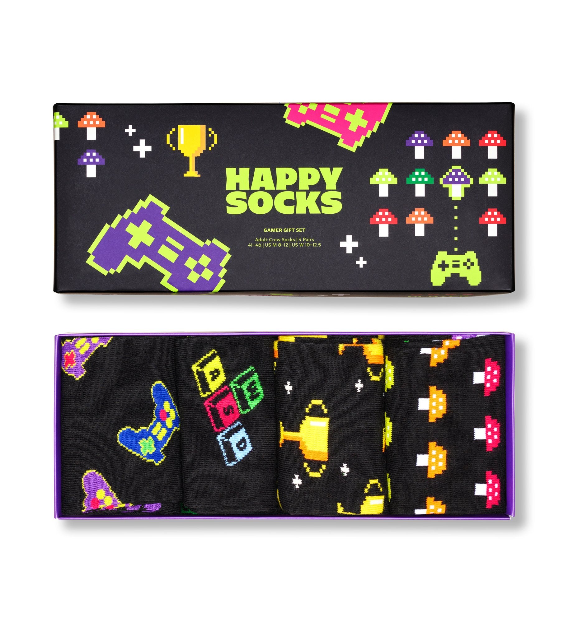 【GIFT BOX】【4足セット】クルー丈 ソックス(ゲーマー)