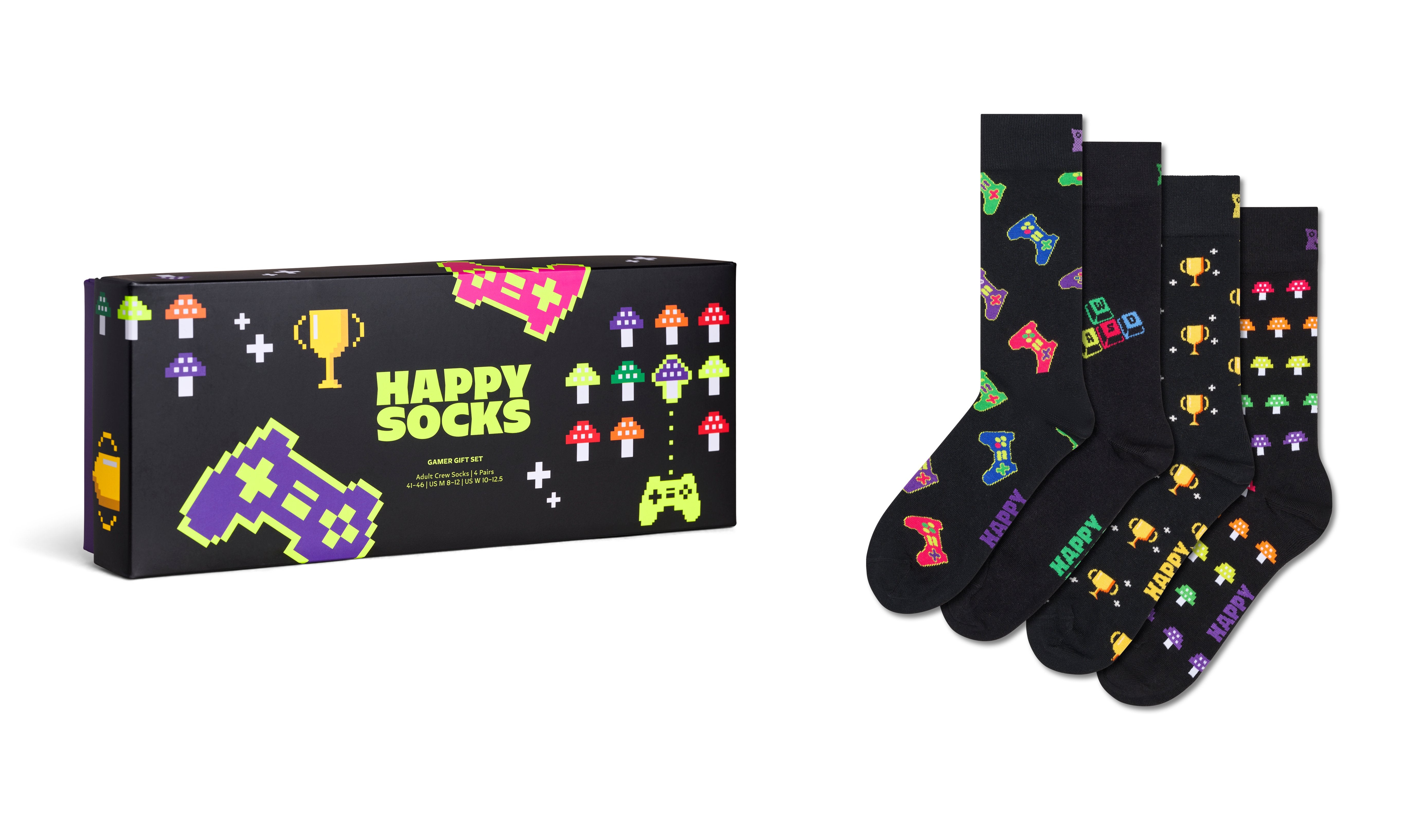 【GIFT BOX】【4足セット】クルー丈 ソックス(ゲーマー)