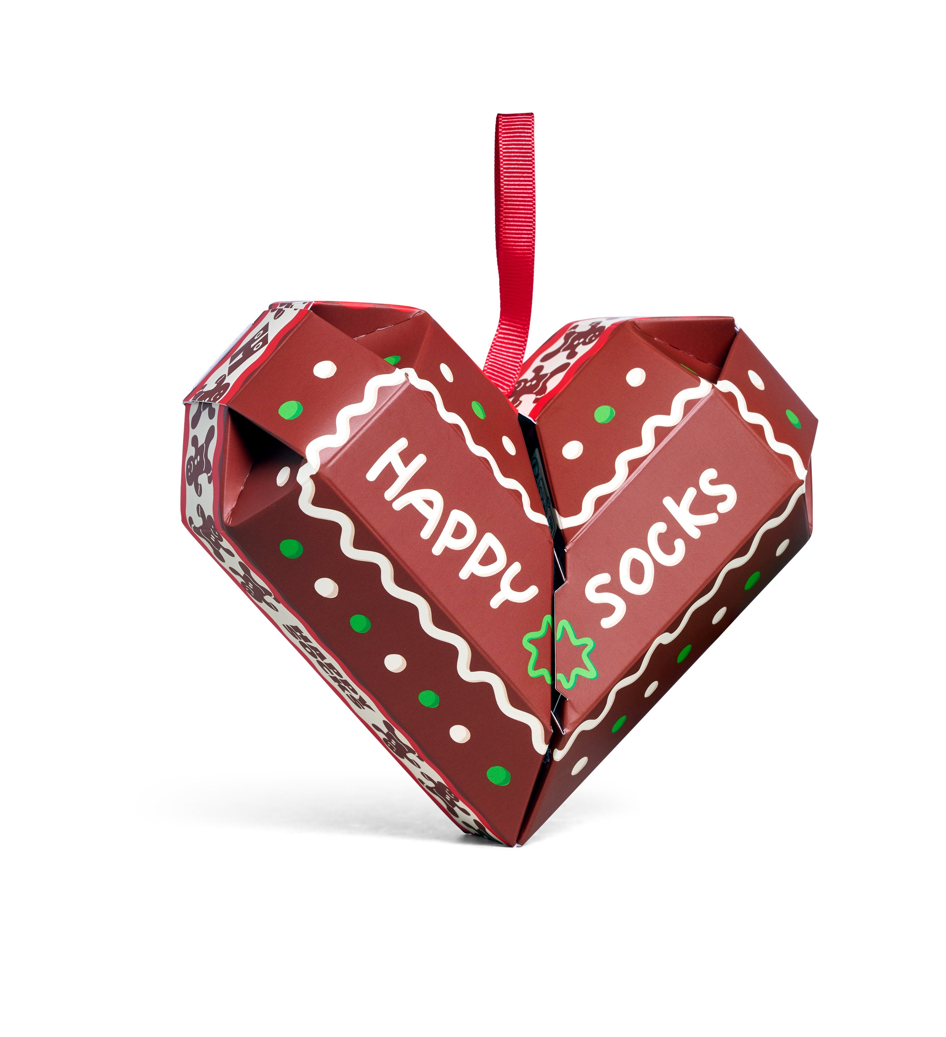 【GIFT BOX】【2足セット】クルー丈 ソックス(ジンジャーブレッド ハート)ブラウン