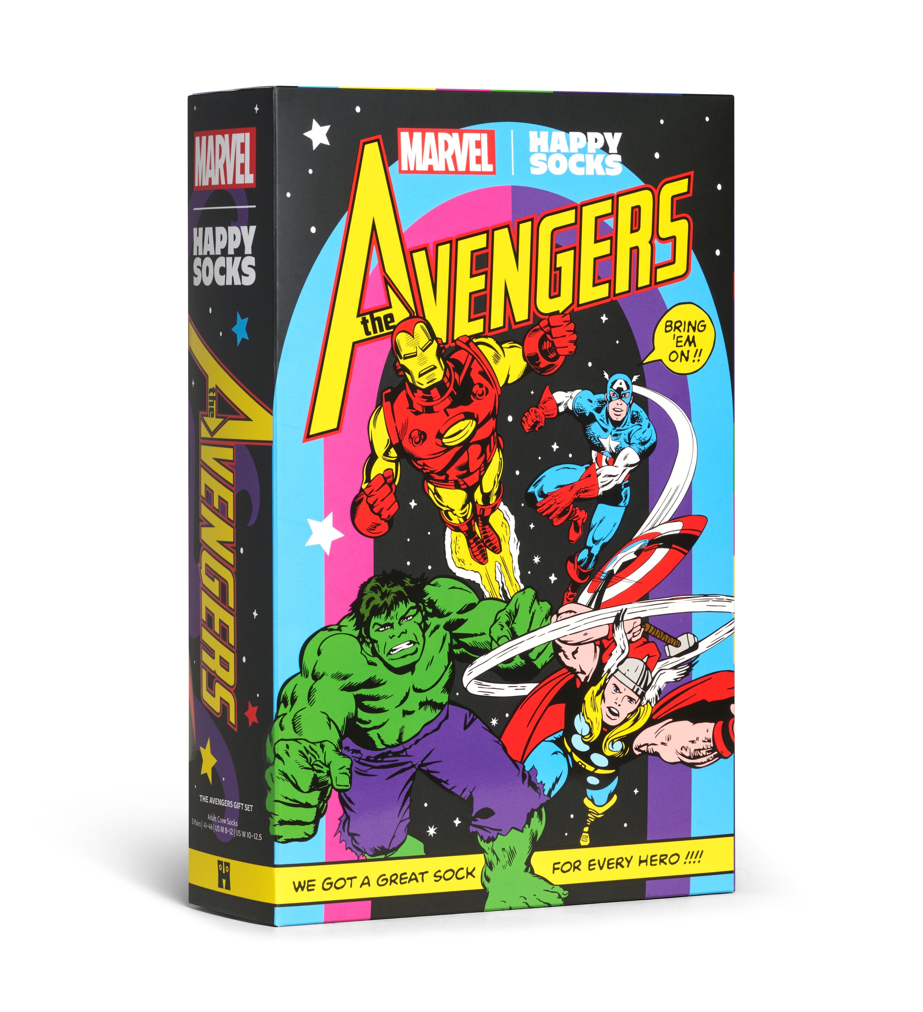 【MARVEL™×Happy Socks】【GIFT BOX】【6足セット】クルー丈 ソックス(マーベル アベンジャーズ)