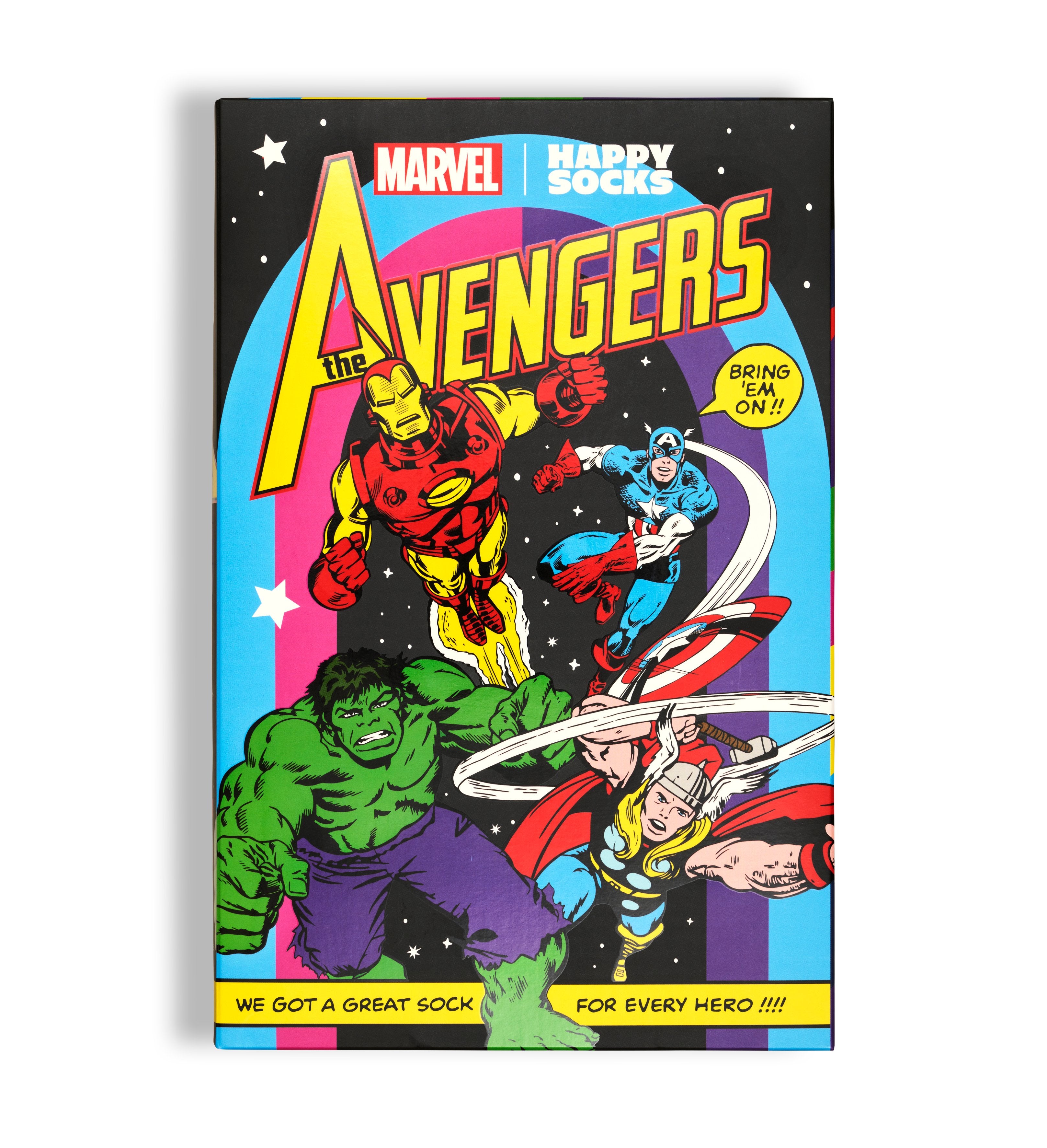 【MARVEL™×Happy Socks】【GIFT BOX】【6足セット】クルー丈 ソックス(マーベル アベンジャーズ)