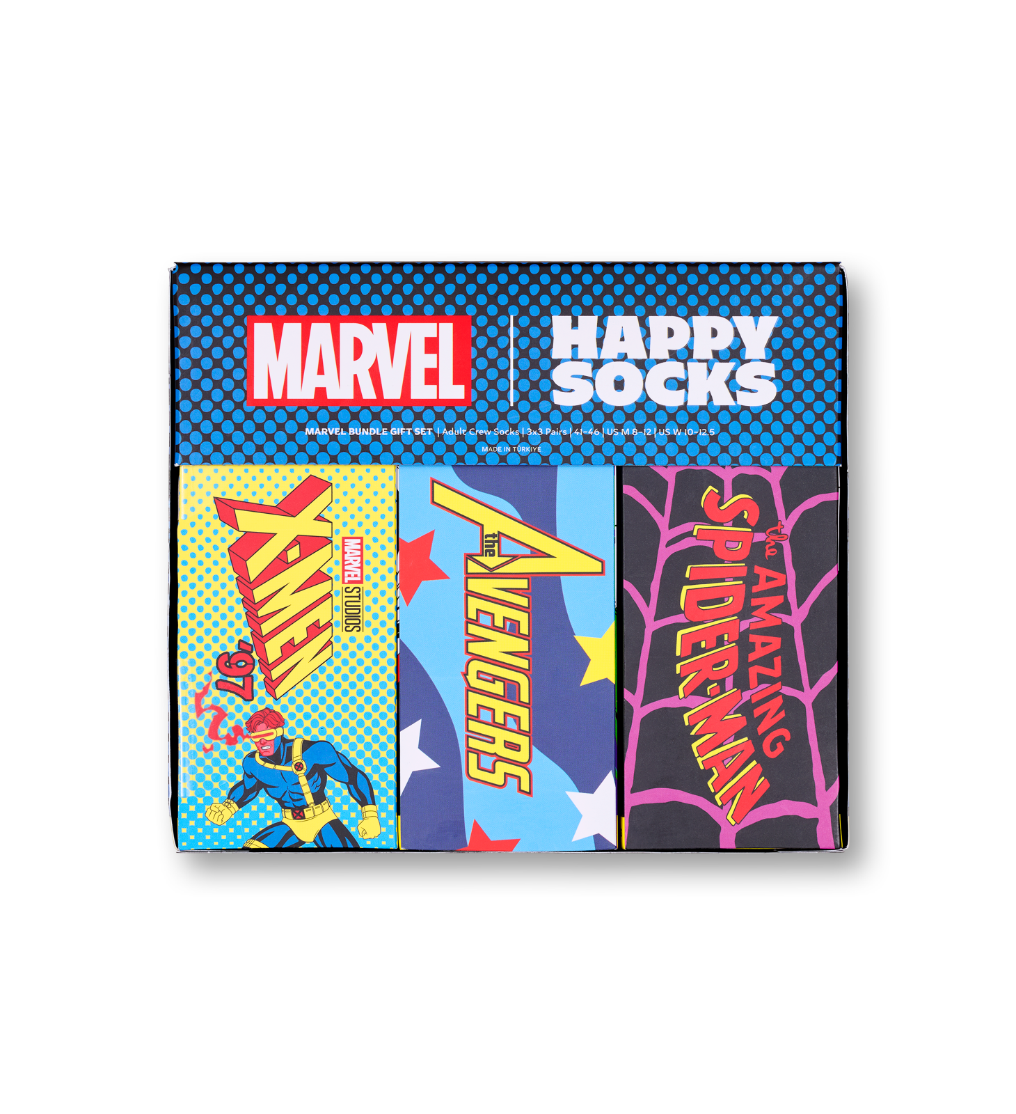 【MARVEL™×Happy Socks】【GIFT BOX】【9足セット】クルー丈 ソックス(マーベル コレクターズ)