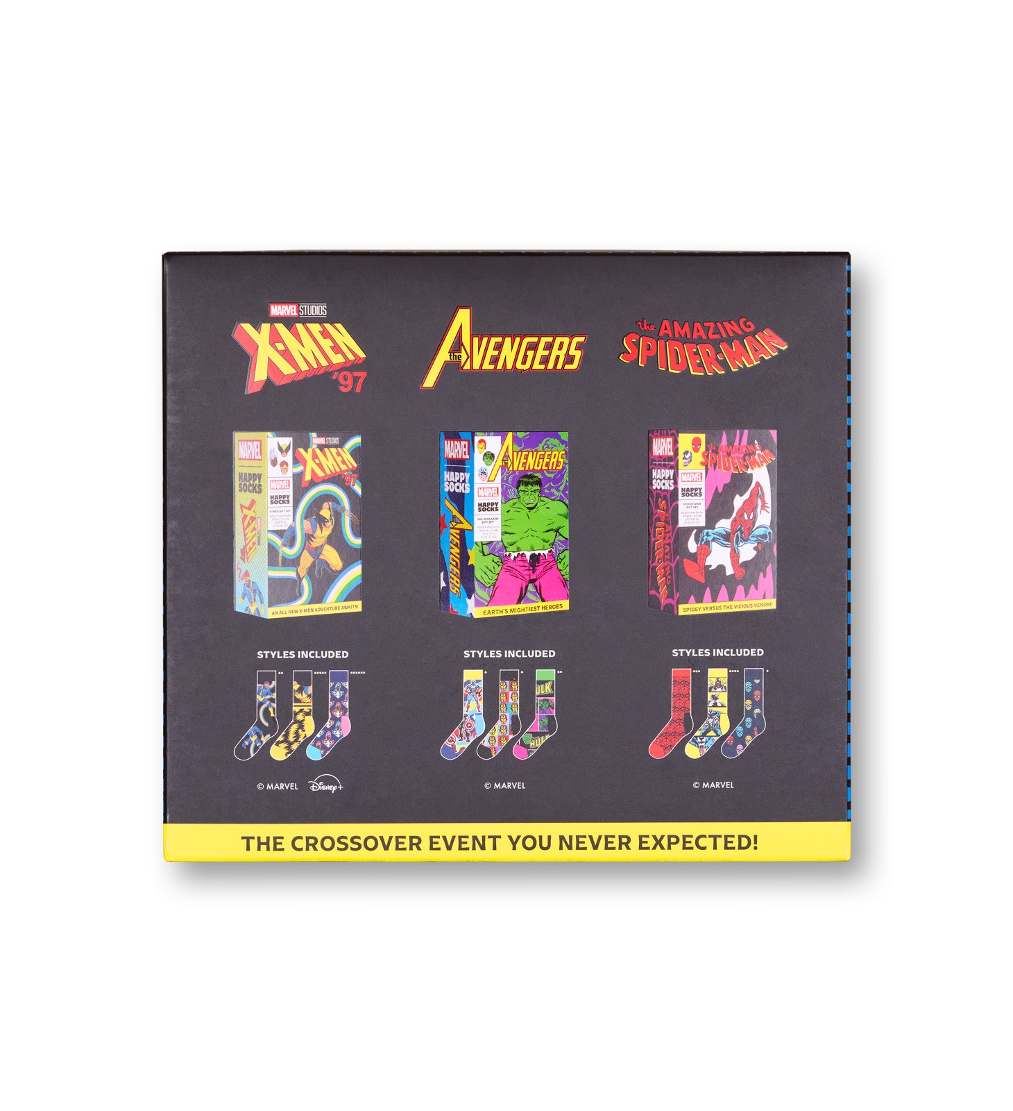 【MARVEL™×Happy Socks】【GIFT BOX】【9足セット】クルー丈 ソックス(マーベル コレクターズ)