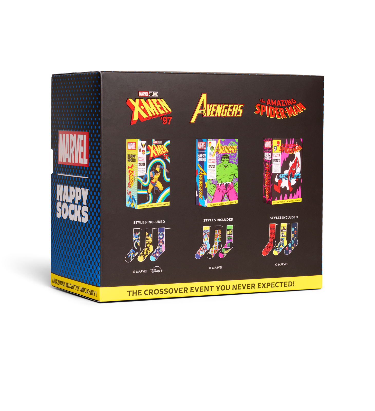 【MARVEL™×Happy Socks】【GIFT BOX】【9足セット】クルー丈 ソックス(マーベル コレクターズ)