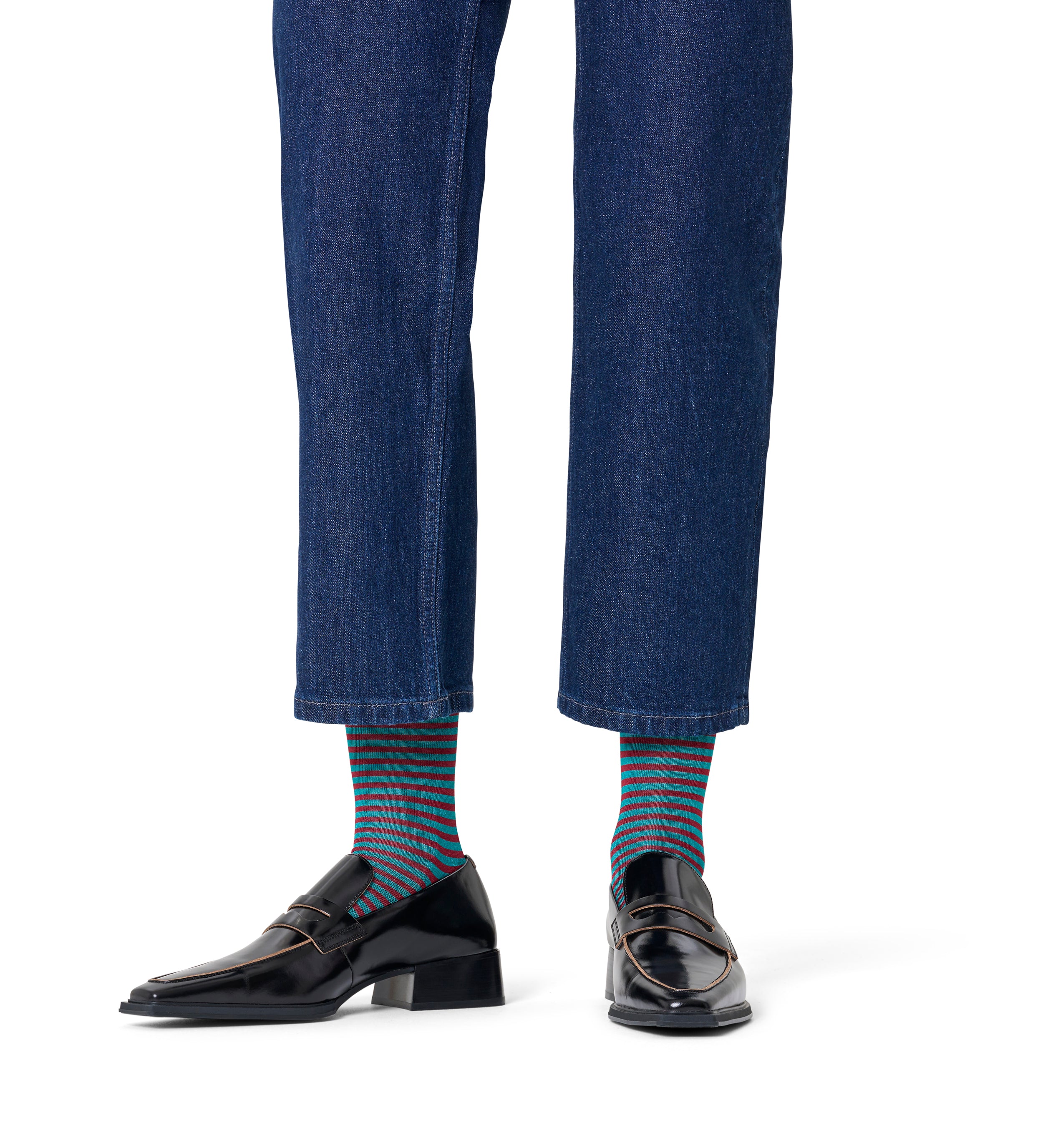 クルー丈 ソックス(スモールストライプ)