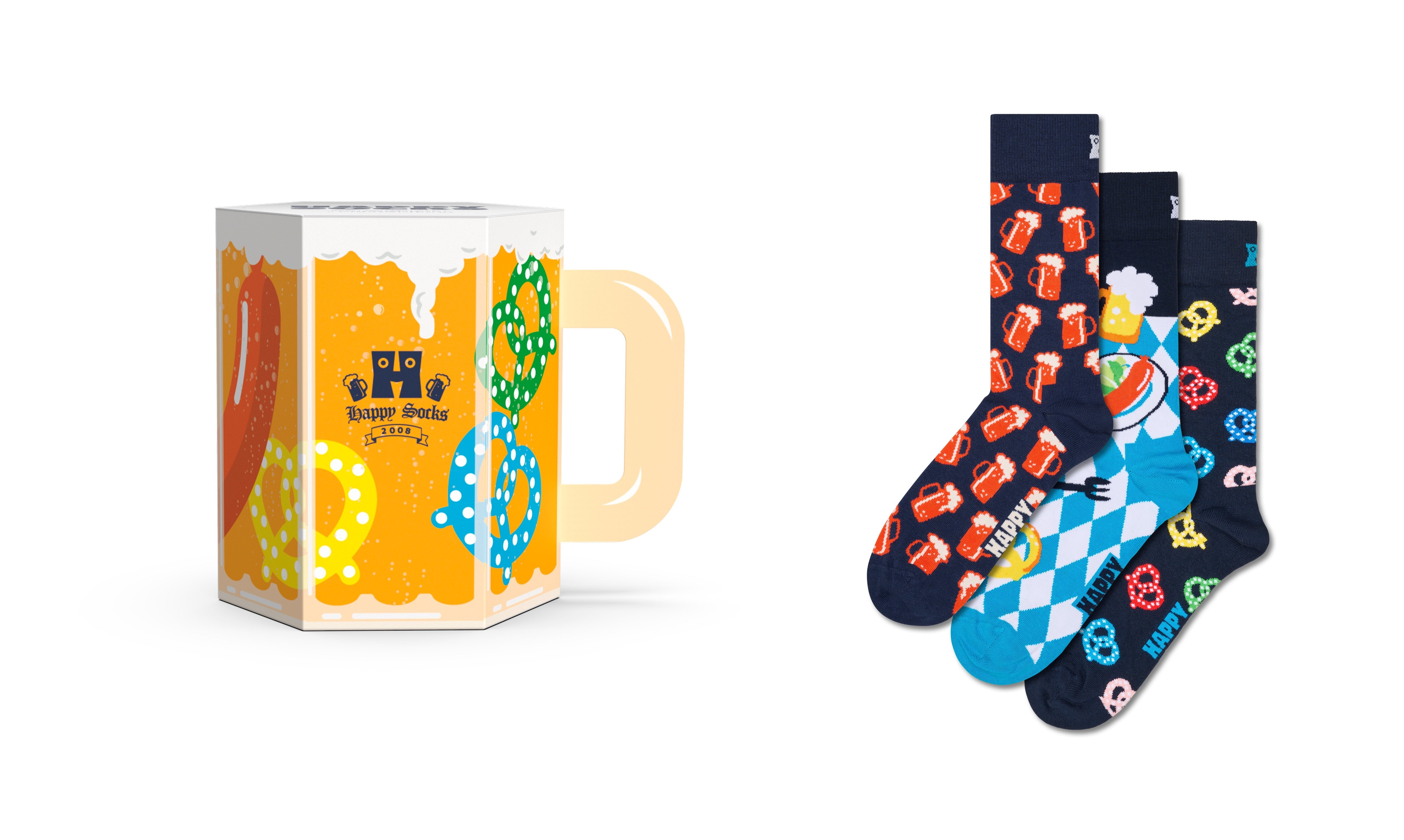 【GIFT BOX】【3足セット】クルー丈 ソックス(ビールグラス)