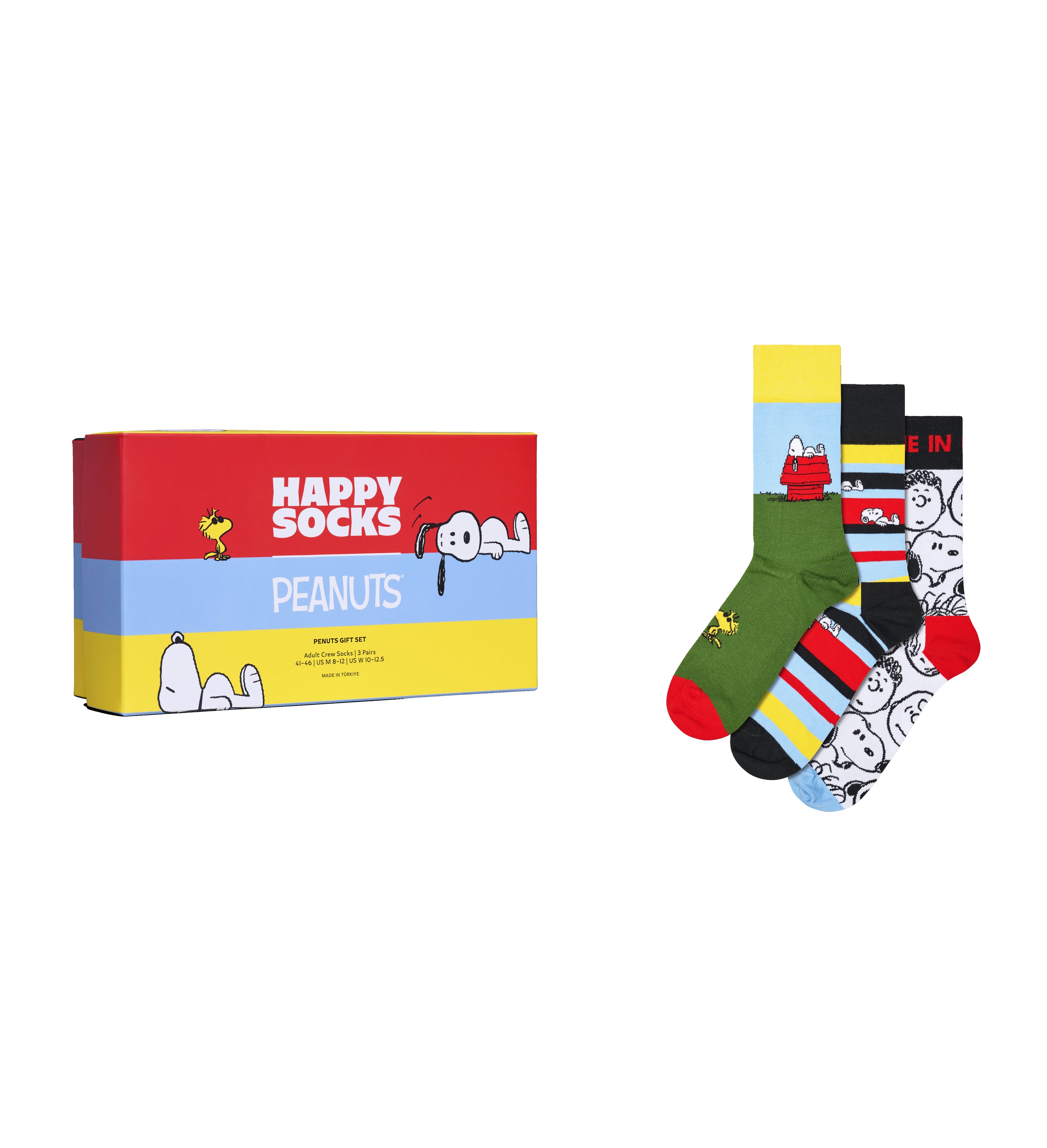 【Peanuts×Happy Socks】【GIFT BOX】【3足セット】クルー丈 ソックス(ピーナッツ)
