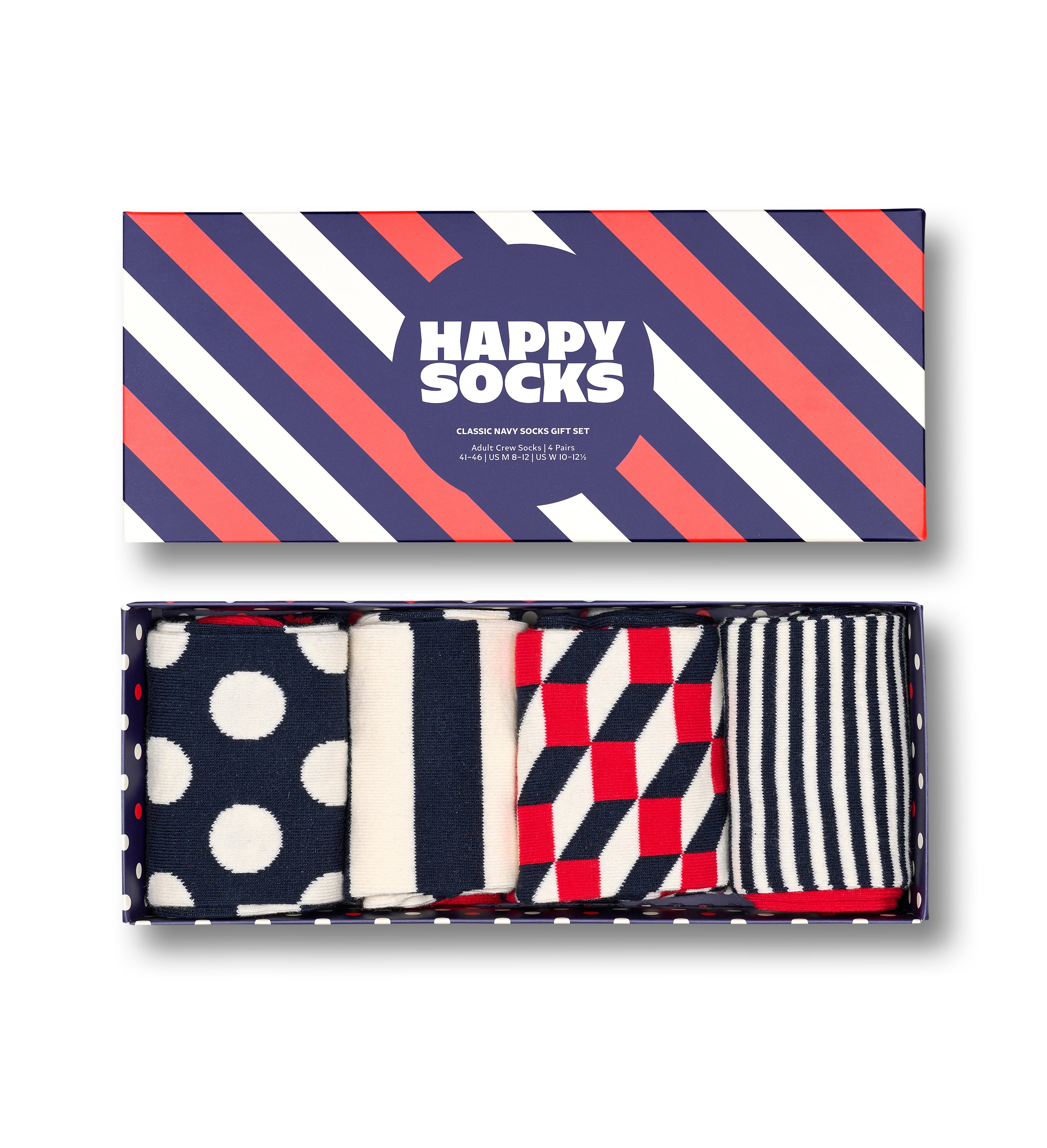 【GIFT BOX】【4足セット】クルー丈 ソックス(クラシック ネイビー)