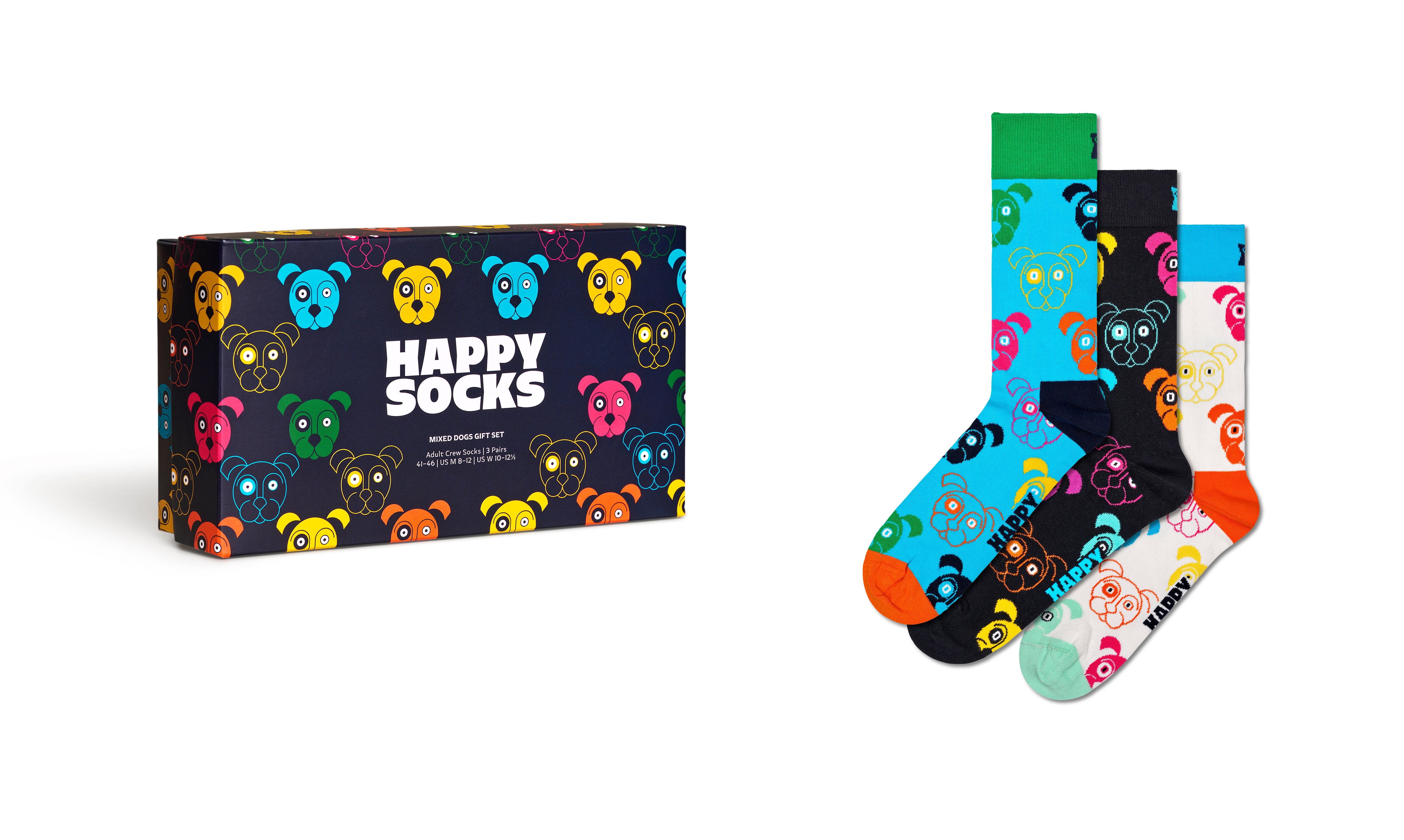 【GIFT BOX】【3足セット】クルー丈 ソックス(ミックス ドッグ)