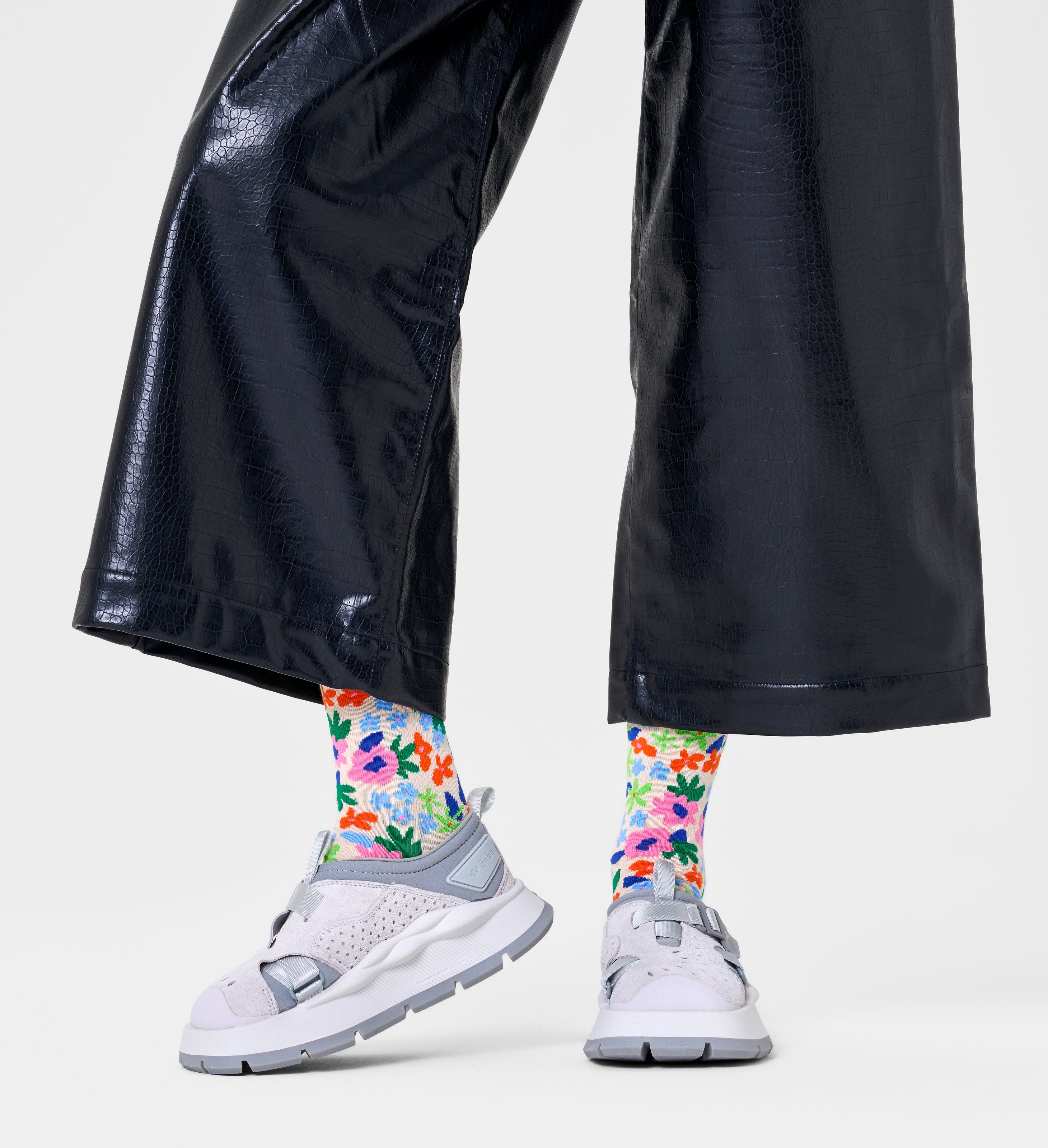 クルー丈 ソックス(フラワー)