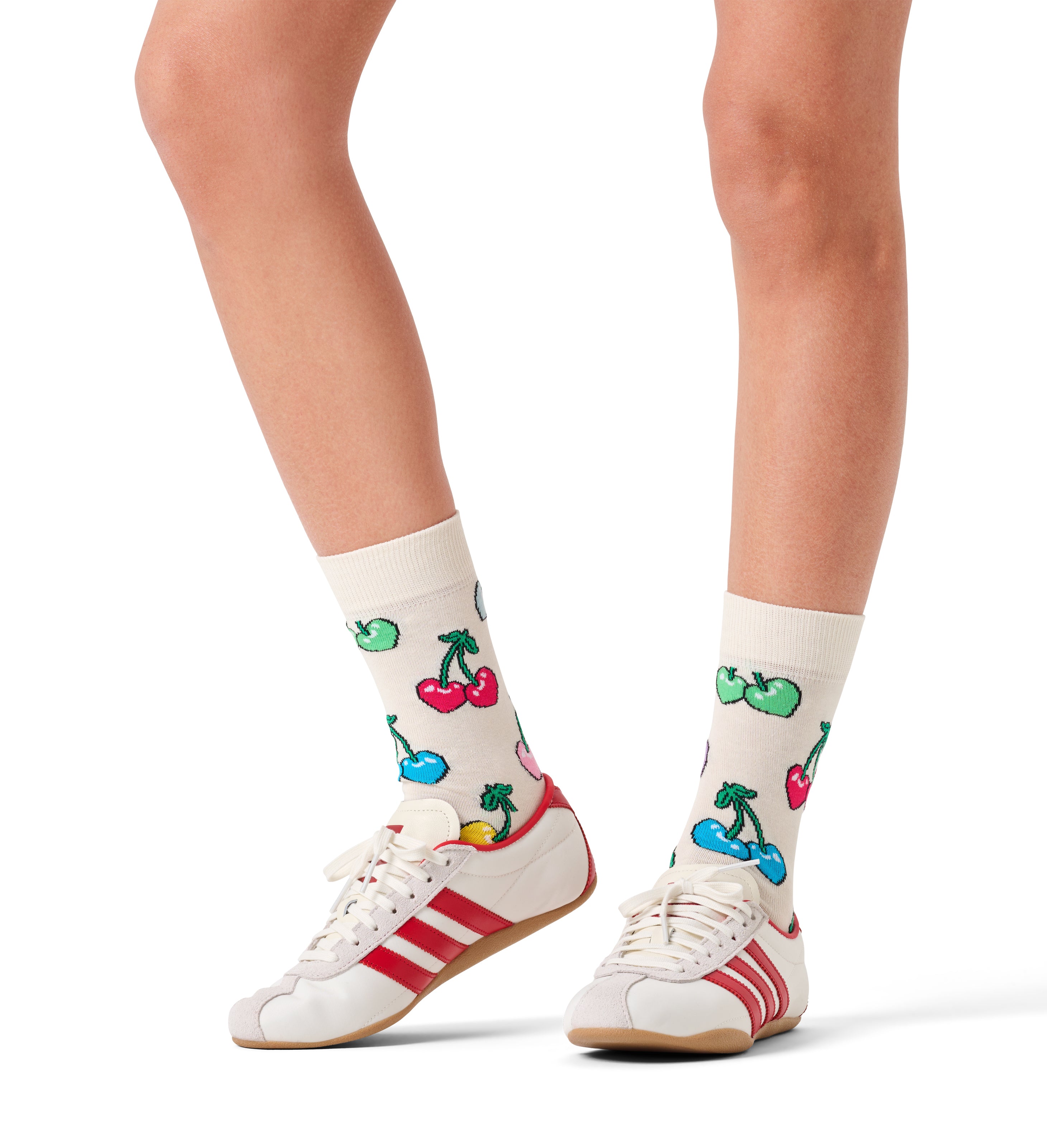 クルー丈 ソックス(チェリーハート)