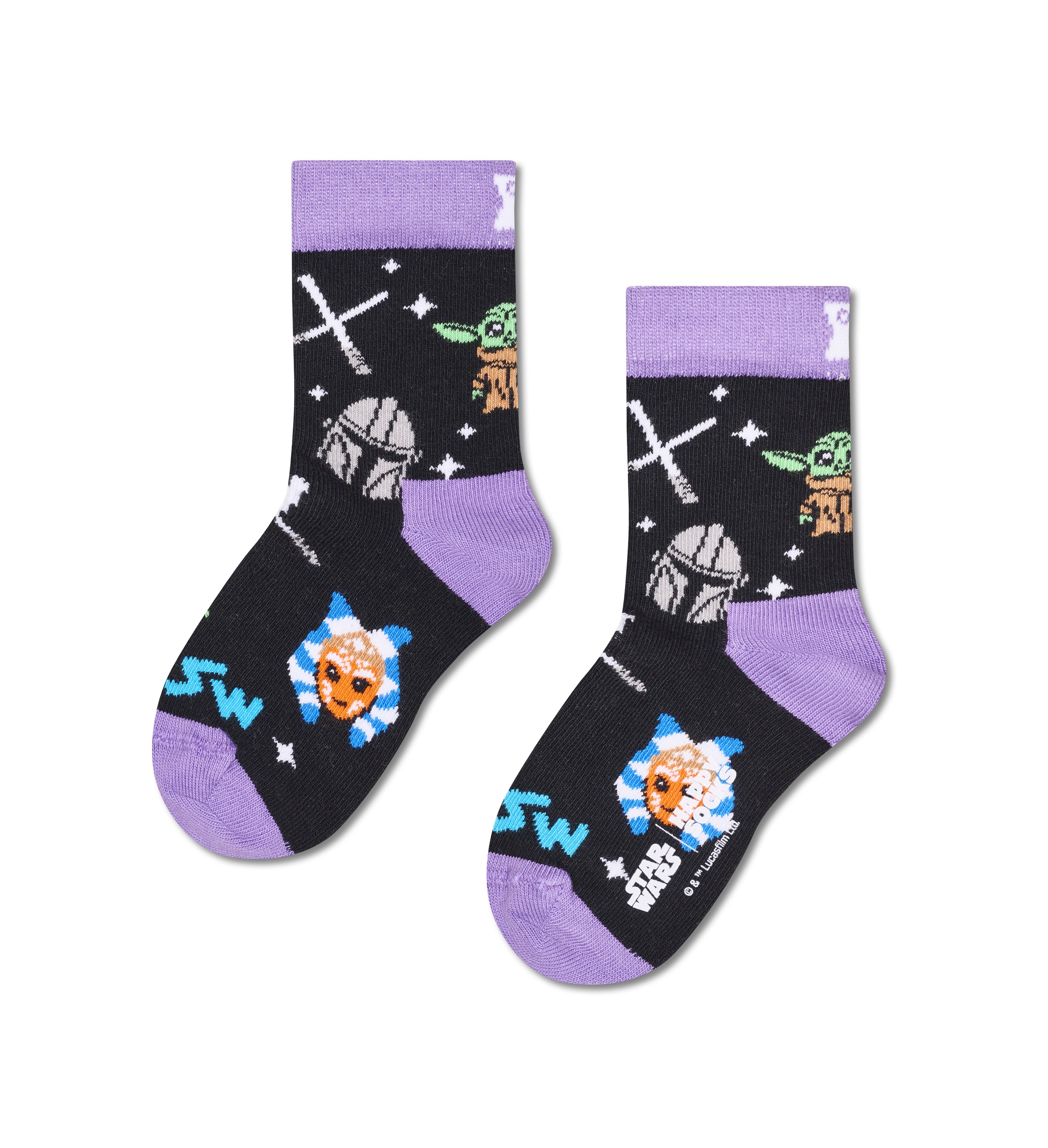 【STAR WARS™×Happy Socks】【キッズ】クルー丈 ソックス(スターウォーズ パープル)