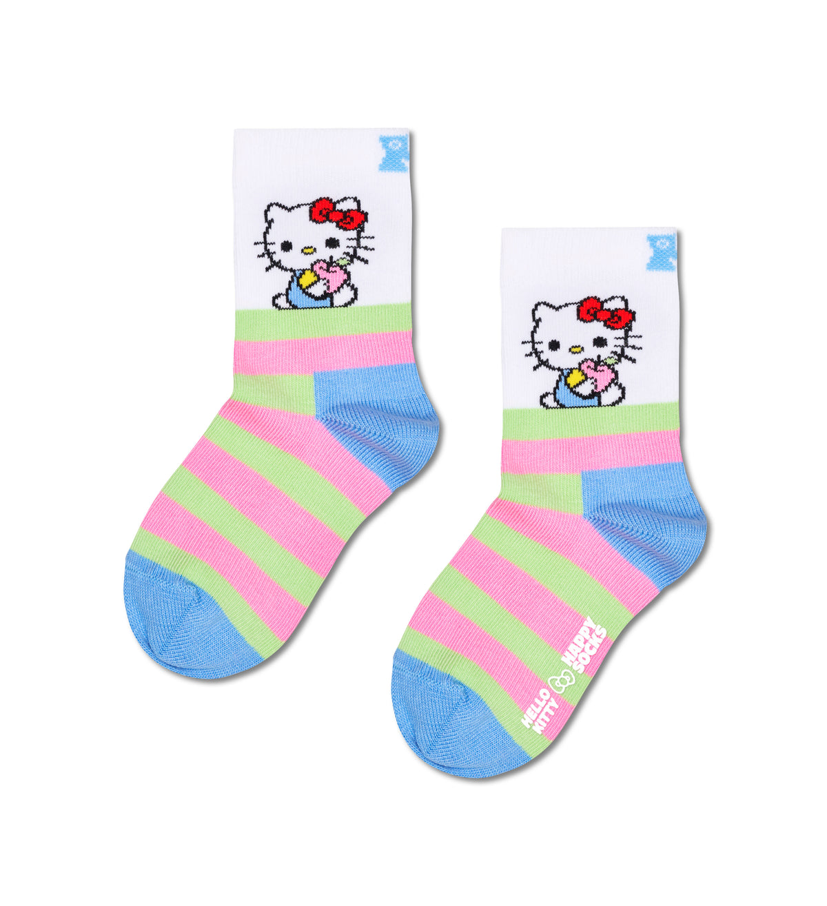 【Happy Socks×Hello Kitty】【キッズ】クルー丈 ソックス(ハローキティ ストライプ)