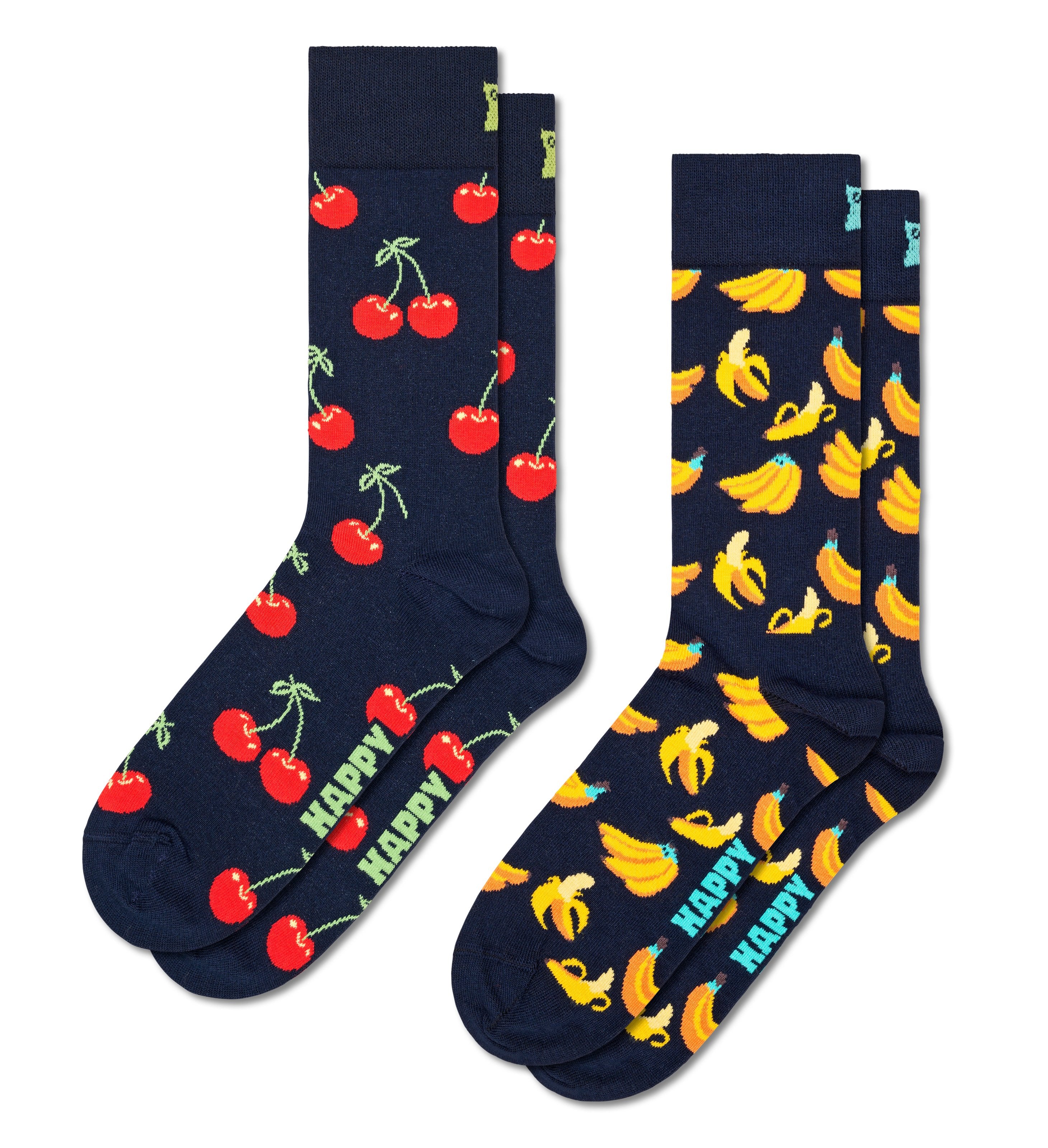 Set of 2 Crew Socks (Classic Cherry, Banana)