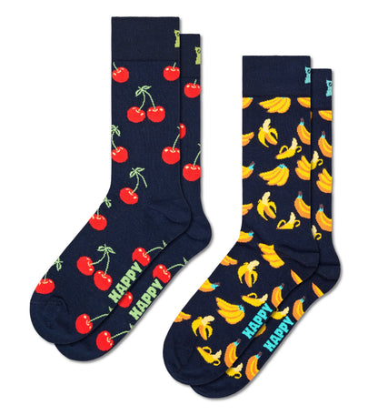 Set of 2 Crew Socks (Classic Cherry, Banana)