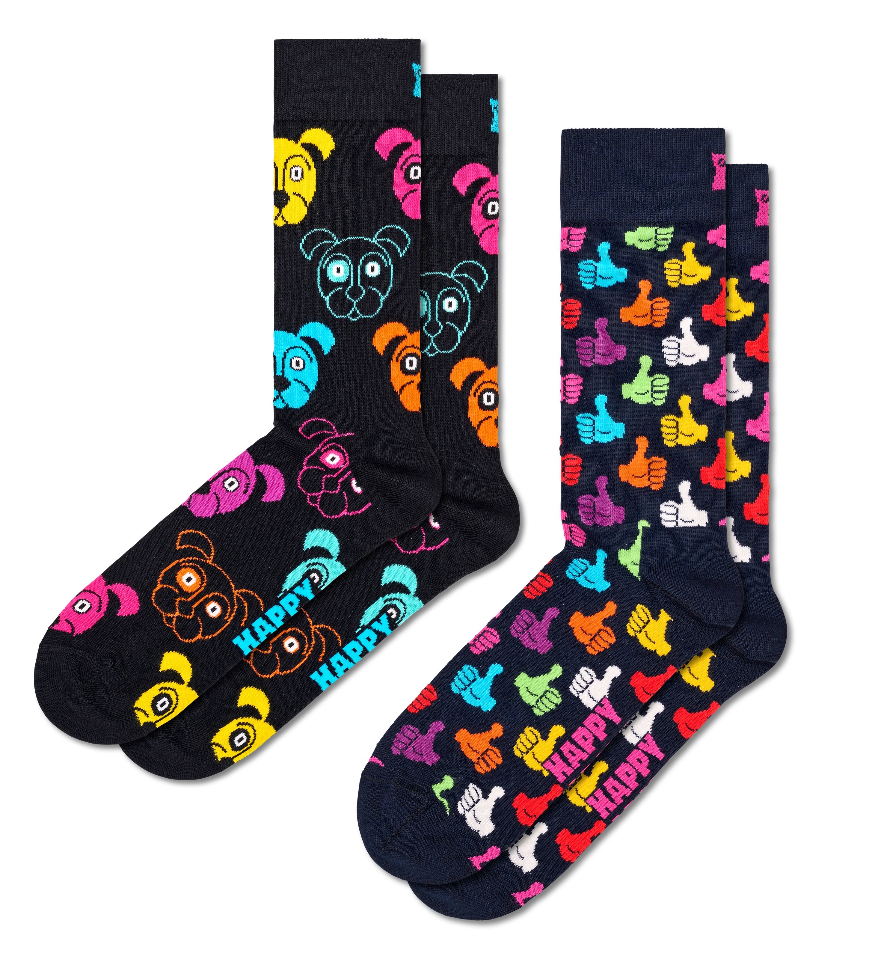 Set of 2 Crew Socks (Classic Cat, Thumbs Up)