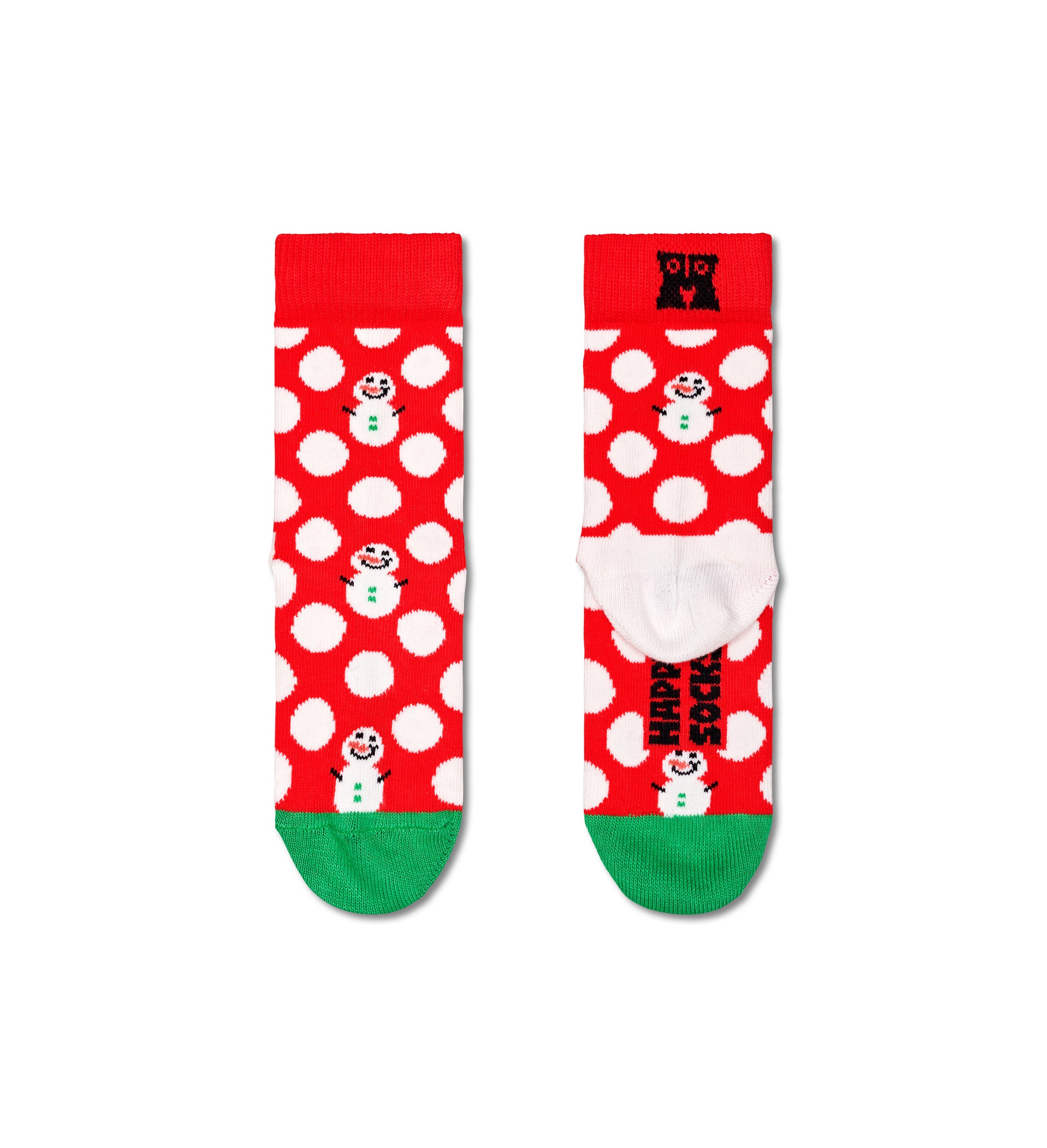 【キッズ】クルー丈 ソックス（ビッグドットスノーマン）