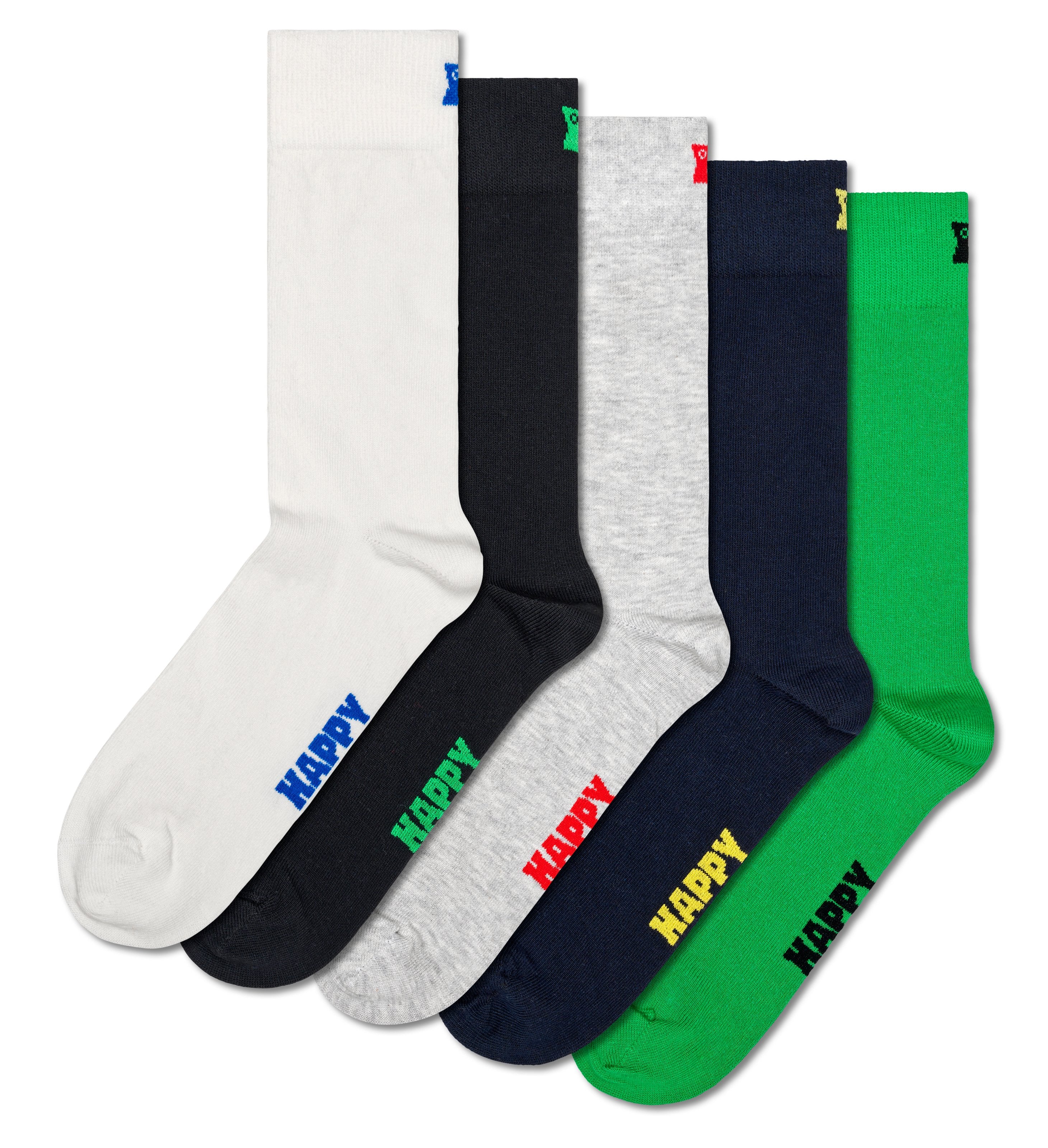 [Set of 5] Crew Socks (Solid)