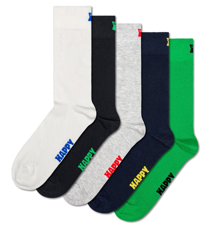 [Set of 5] Crew Socks (Solid)