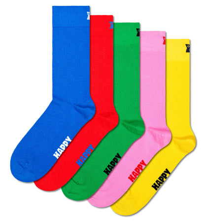 [Set of 5] Crew Socks (Solid)
