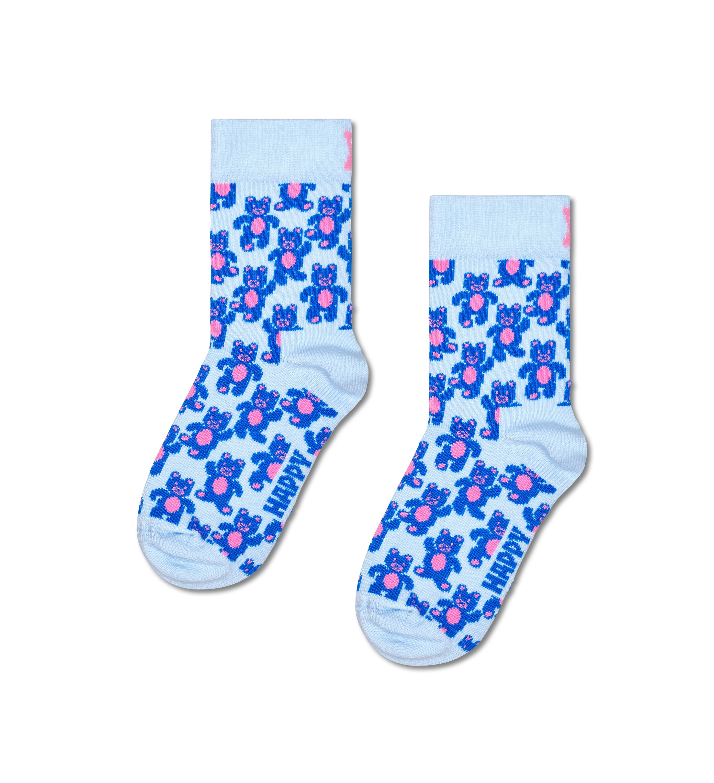 キッズ】【2足セット】クルー丈 ソックス（テディベア、ハート