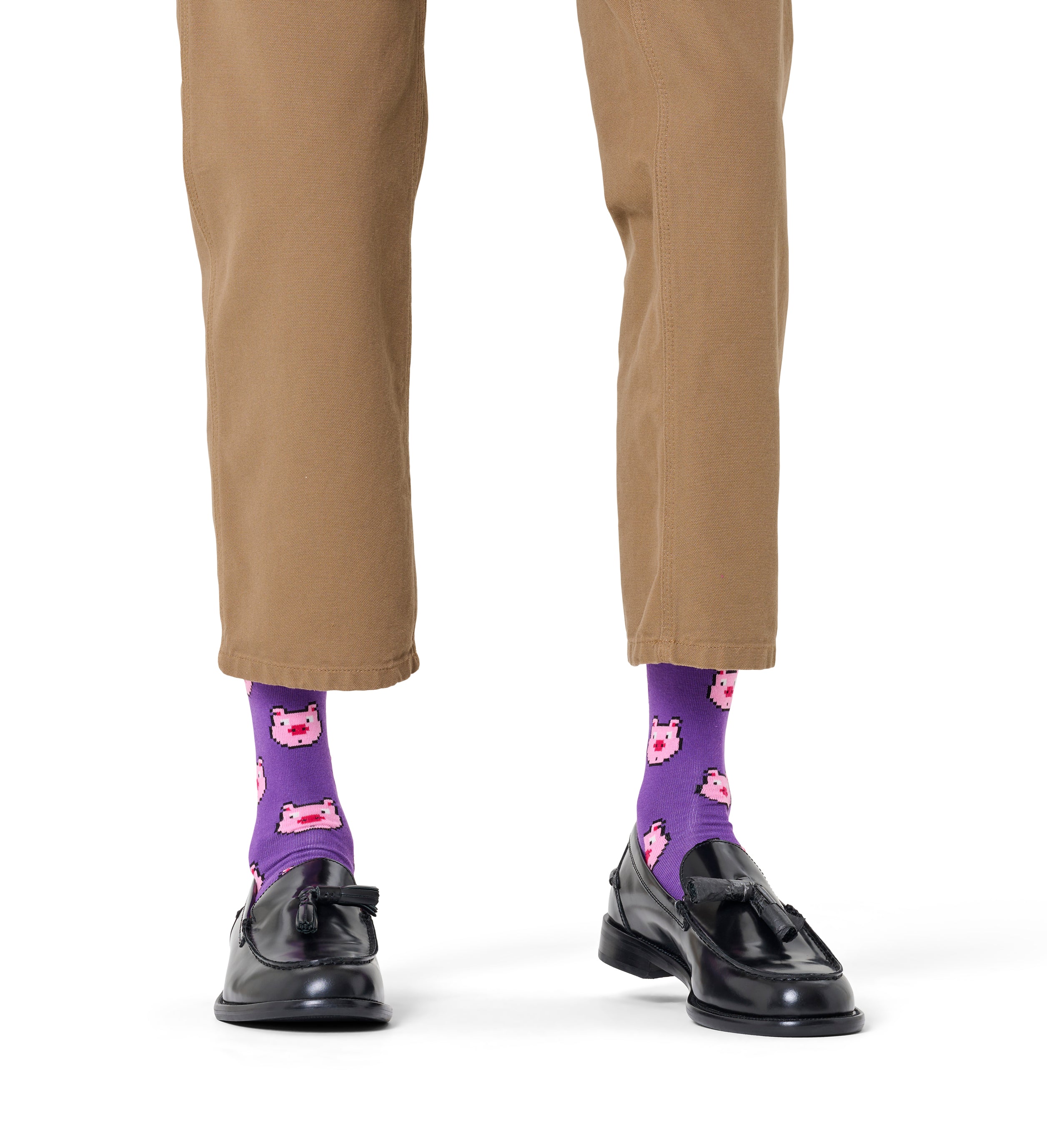 Crew-length socks (pig print)