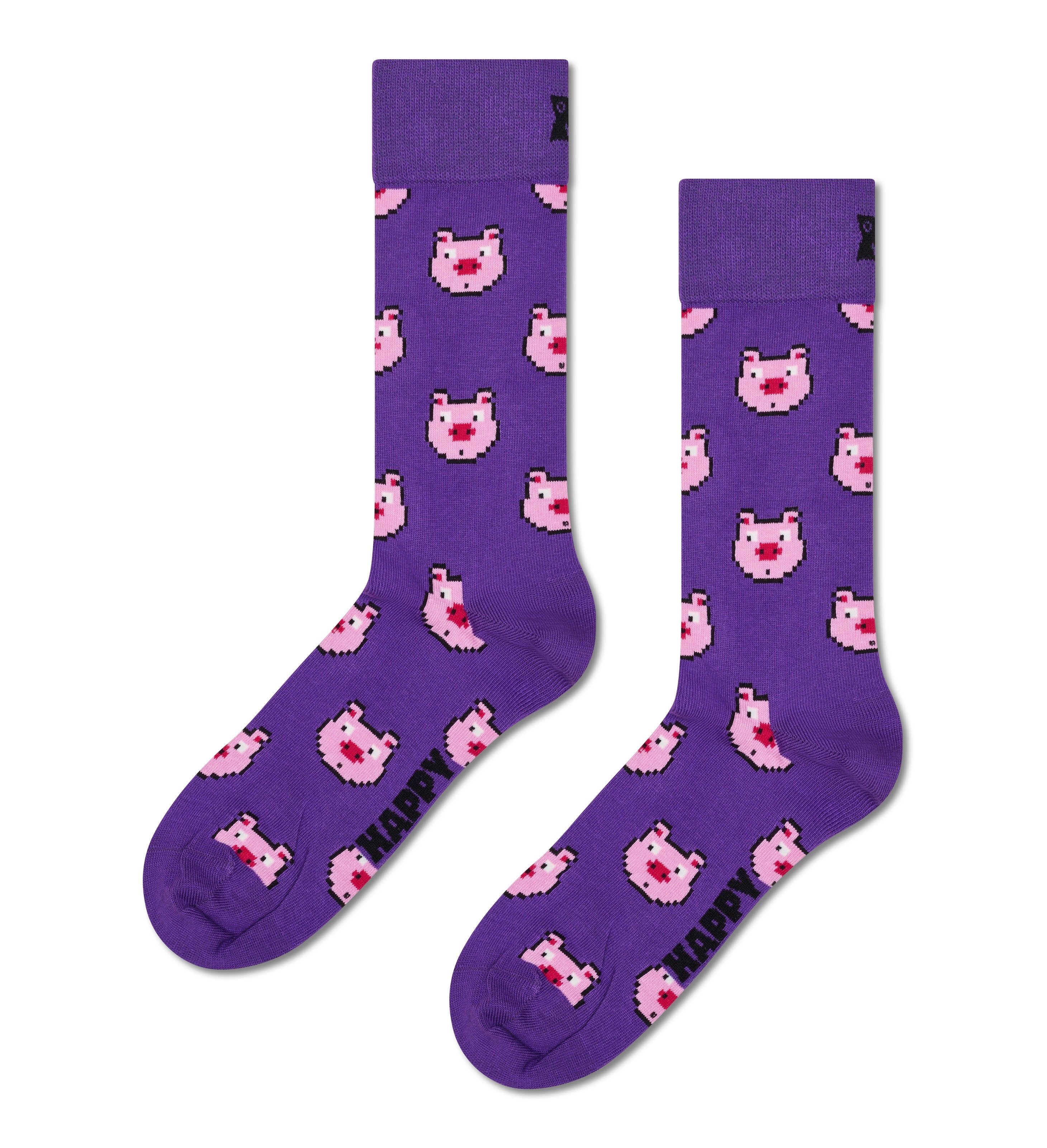 Crew-length socks (pig print)