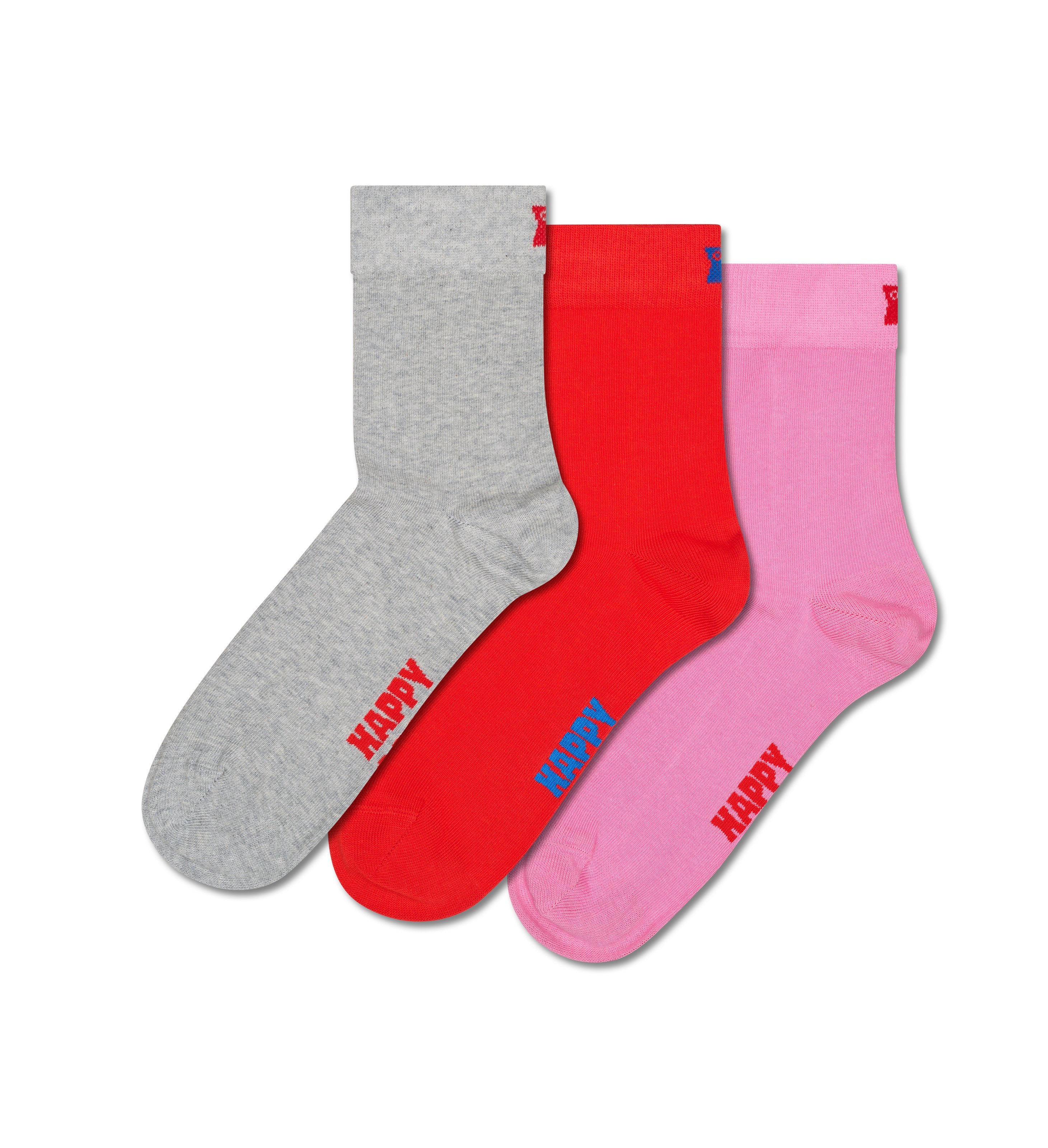 [Set of 3] 1/2 Crew Length Socks (Solid)
