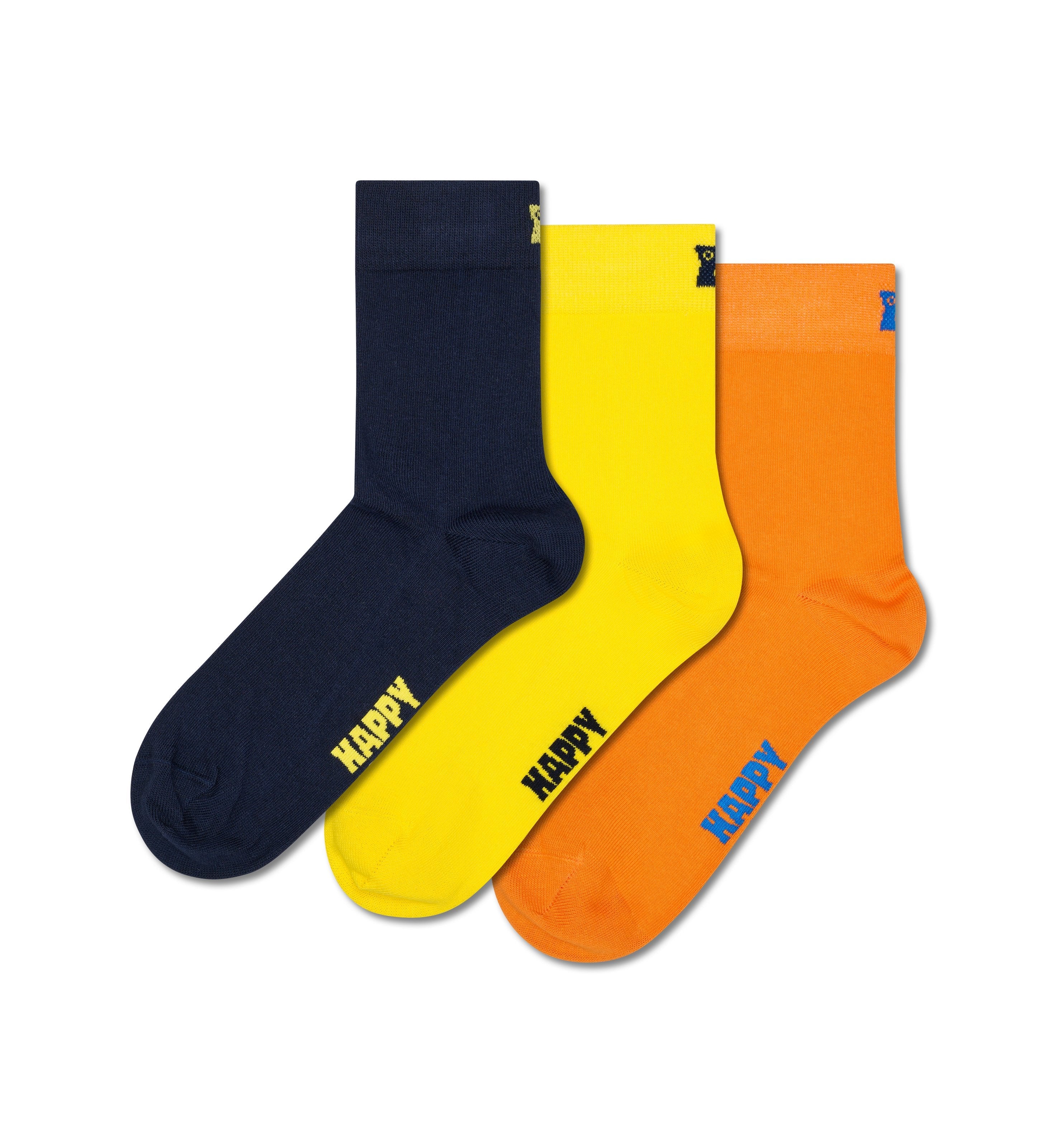 [Set of 3] 1/2 Crew Length Socks (Solid)