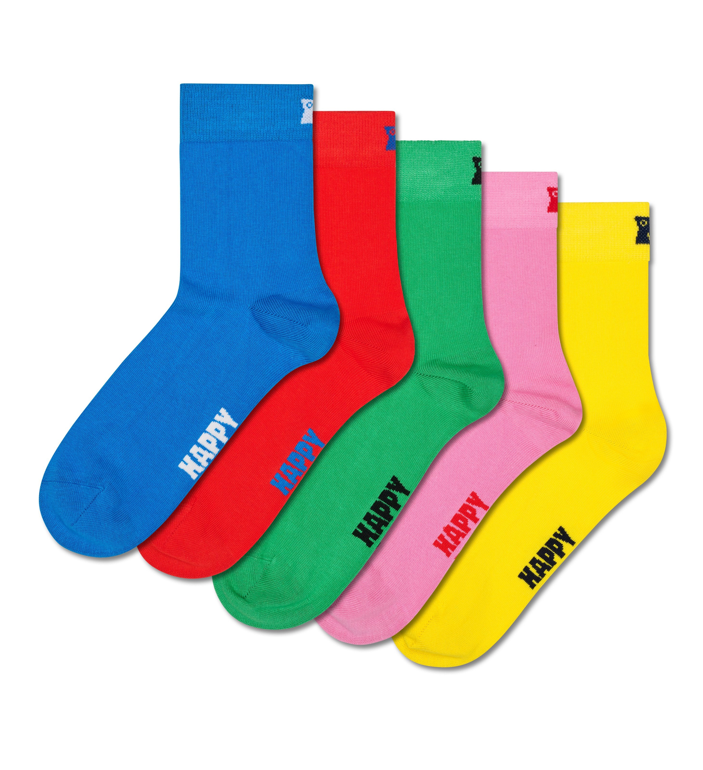 [Set of 5] 1/2 Crew Length Socks (Solid)