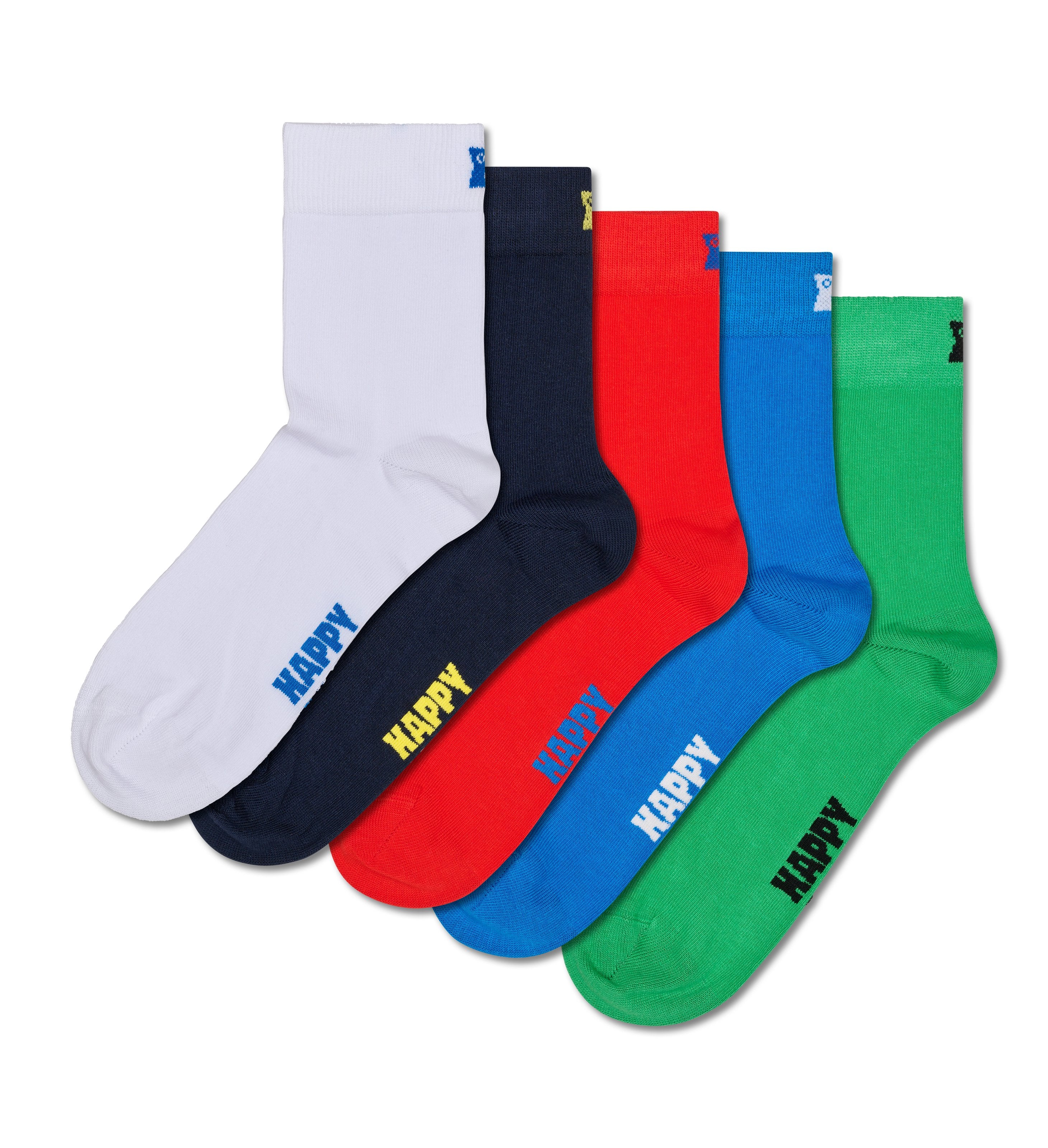 [Set of 5] 1/2 Crew Length Socks (Solid)