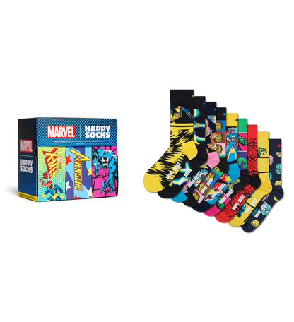 【MARVEL™×Happy Socks】【GIFT BOX】【9足セット】クルー丈 ソックス（マーベル コレクターズ）