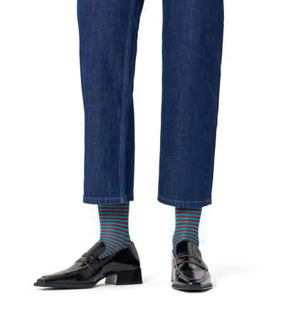 クルー丈 ソックス（スモールストライプ）