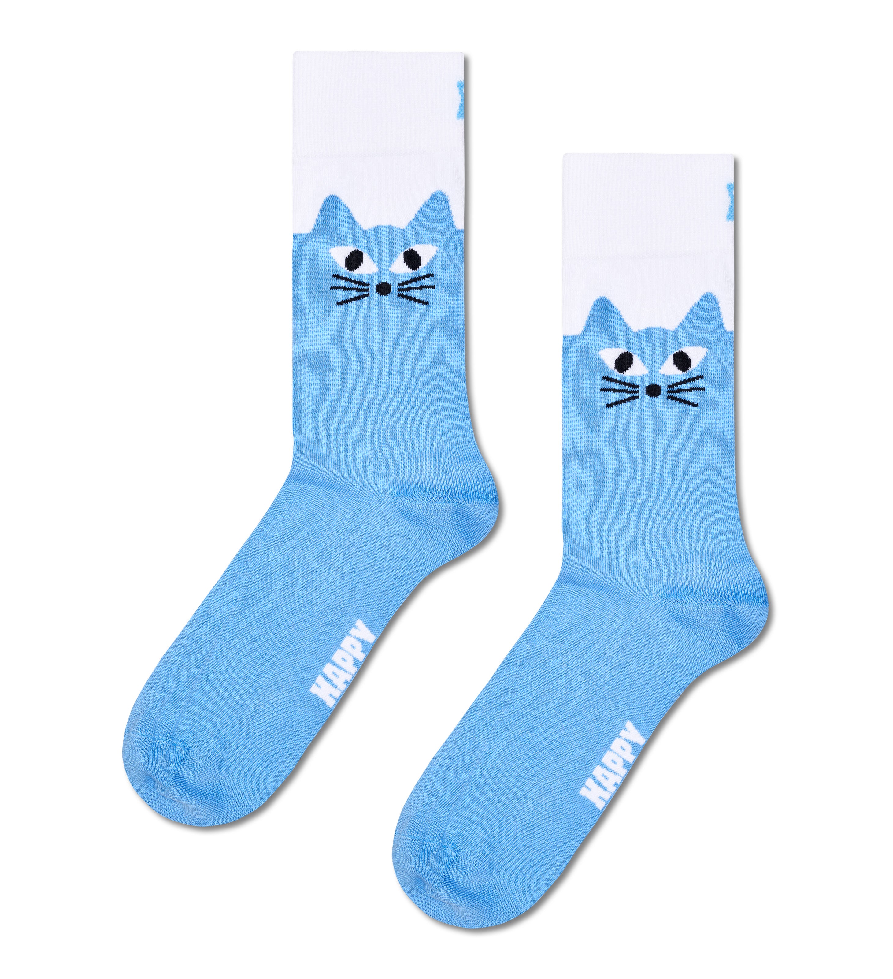 【GIFT BOX】【3足セット】クルー丈 ソックス（ブルー キャッツ）