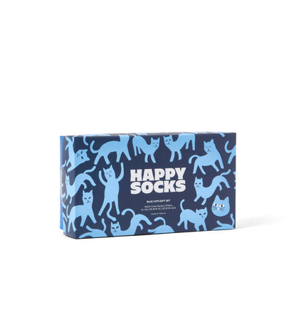 【GIFT BOX】【3足セット】クルー丈 ソックス（ブルー キャッツ）