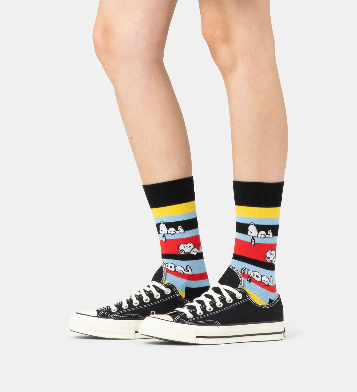 【Peanuts×Happy Socks】クルー丈 ソックス （ピーナッツ スヌーピー ストライプ）