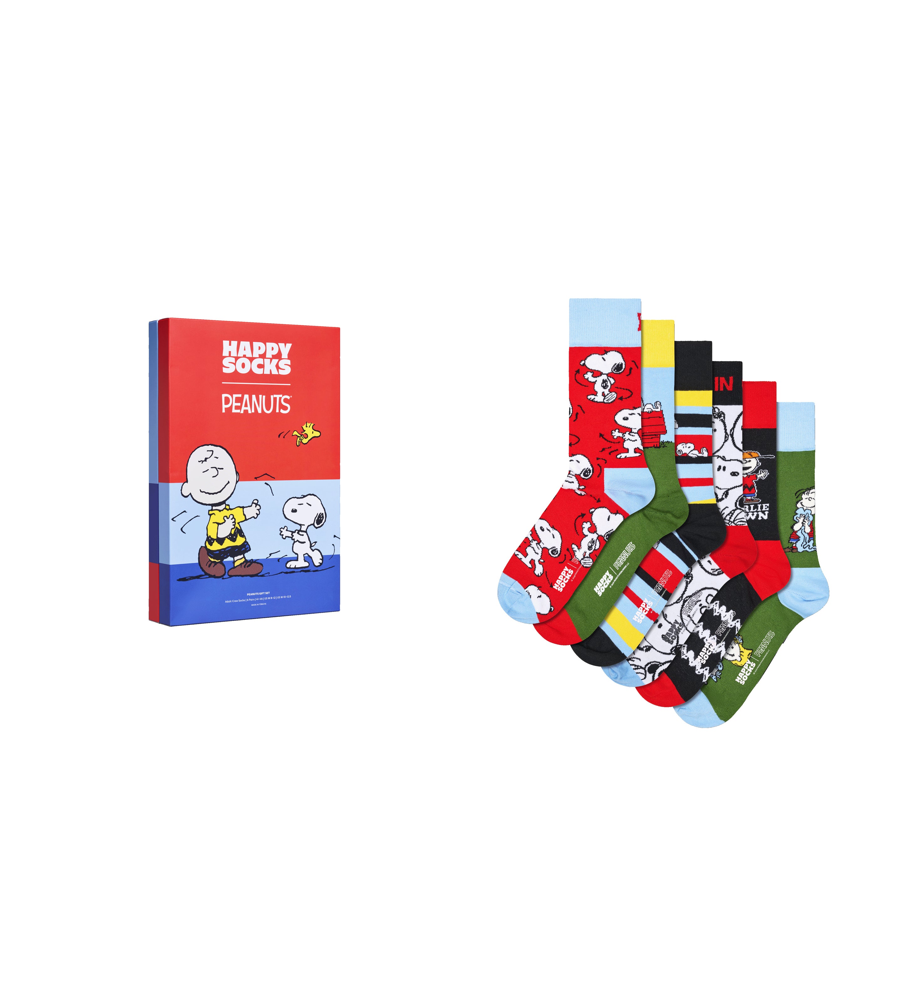 【Peanuts×Happy Socks】【GIFT BOX】【6足セット】クルー丈 ソックス（ピーナッツ）
