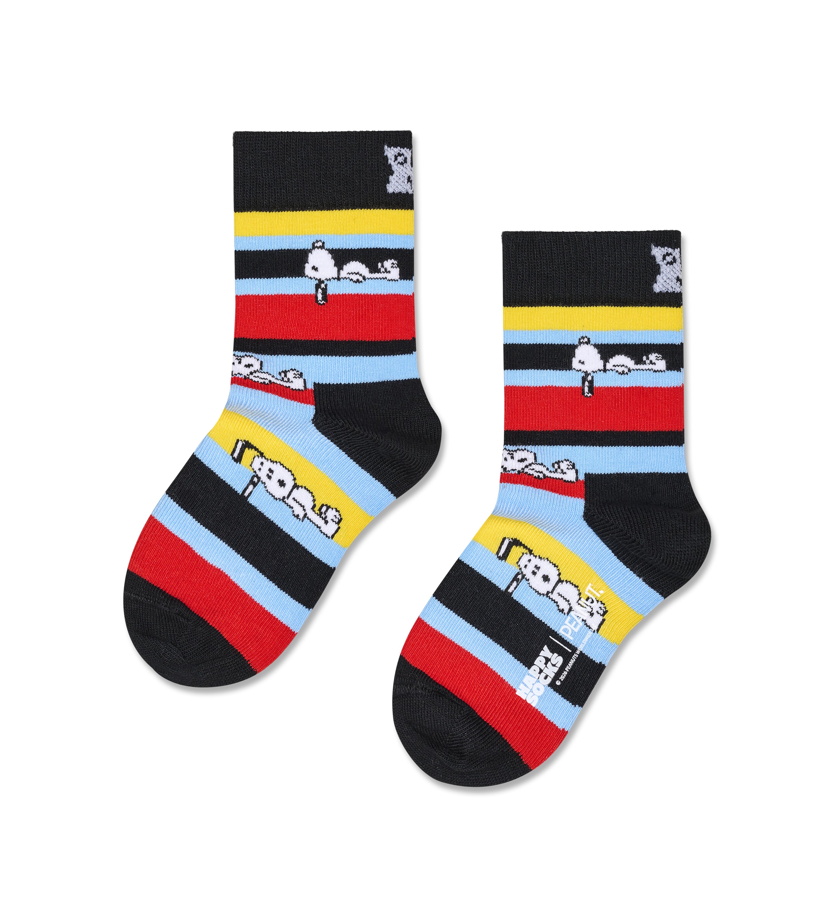 【Peanuts×Happy Socks】【キッズ】クルー丈 ソックス（ピーナッツ スヌーピー ストライプ）