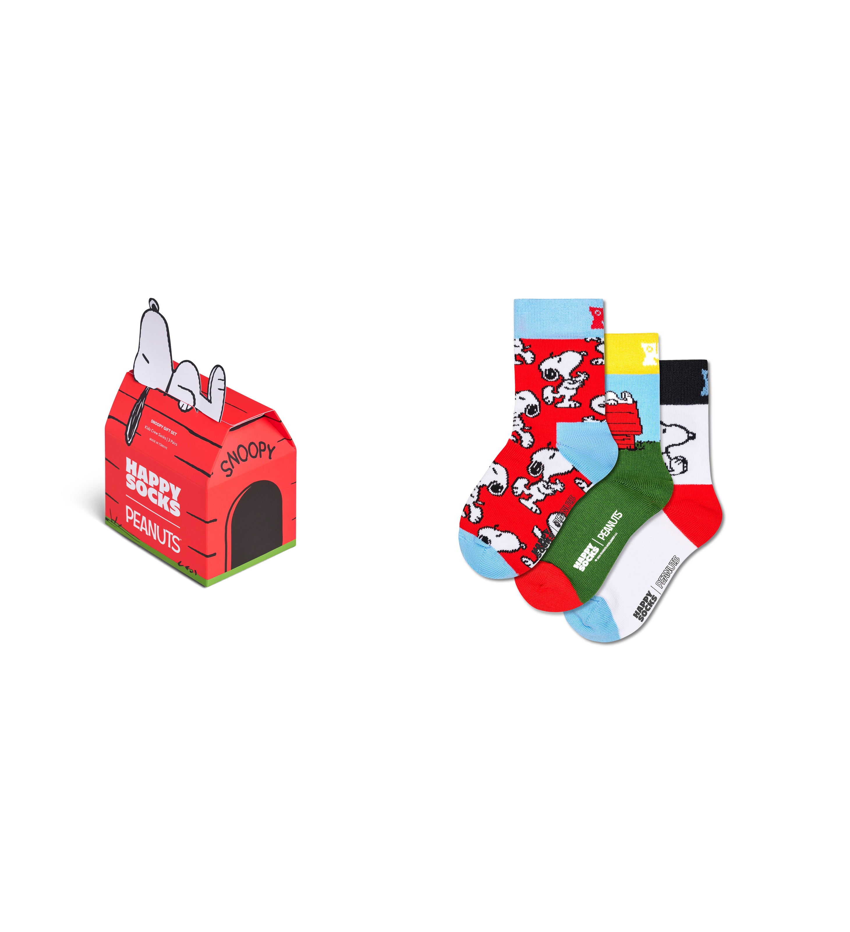 【Peanuts×Happy Socks】【GIFT BOX】【3足セット】クルー丈 ソックス（ピーナッツ）