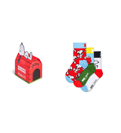 【Peanuts×Happy Socks】【GIFT BOX】【3足セット】クルー丈 ソックス（ピーナッツ）