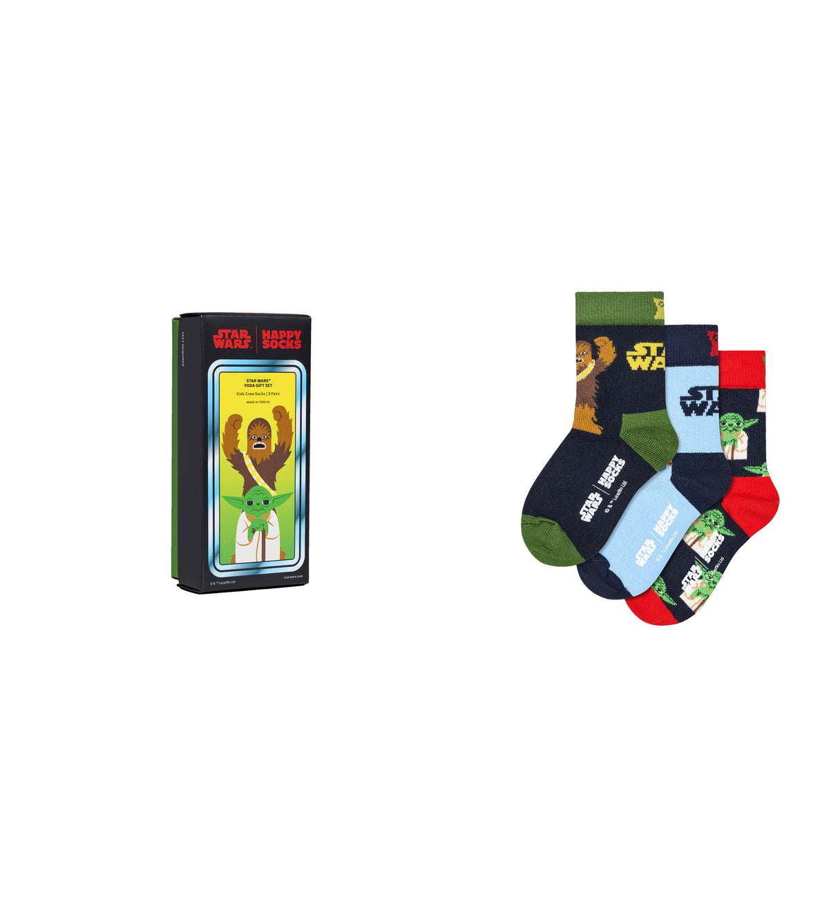【STAR WARS™×Happy Socks】【キッズ】【GIFT BOX】【3足セット】クルー丈 ソックス（スターウォーズ）