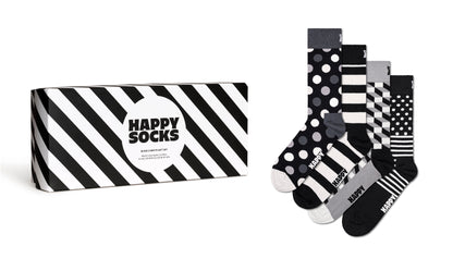 【GIFT BOX】【4足セット】クルー丈 ソックス（クラシック ブラック＆ホワイト）
