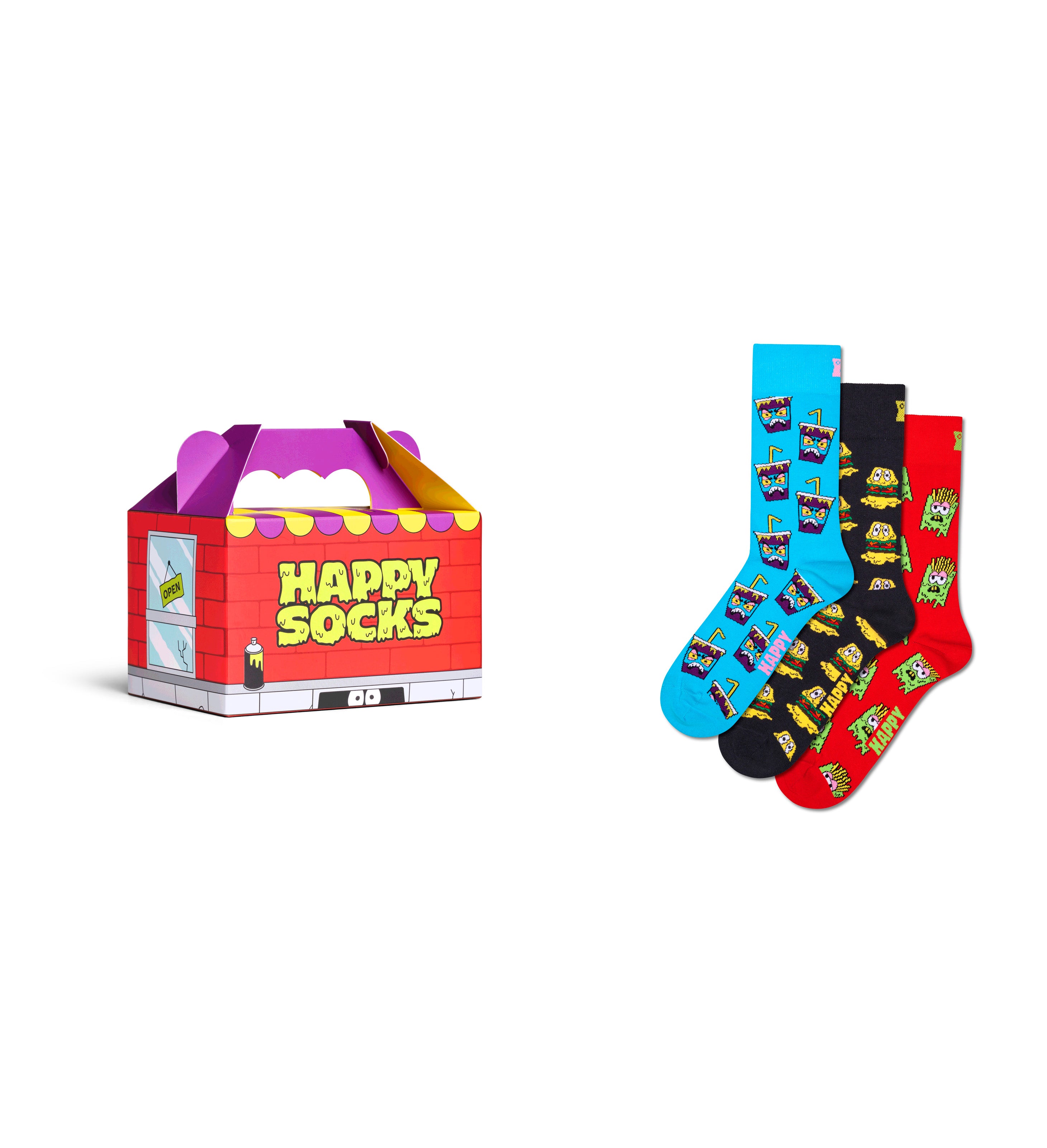 【GIFT BOX】【3足セット】クルー丈 ソックス（ハングリーミール）