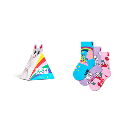 【キッズ】【GIFT BOX】【3足セット】クルー丈 ソックス（ドリームワールド）