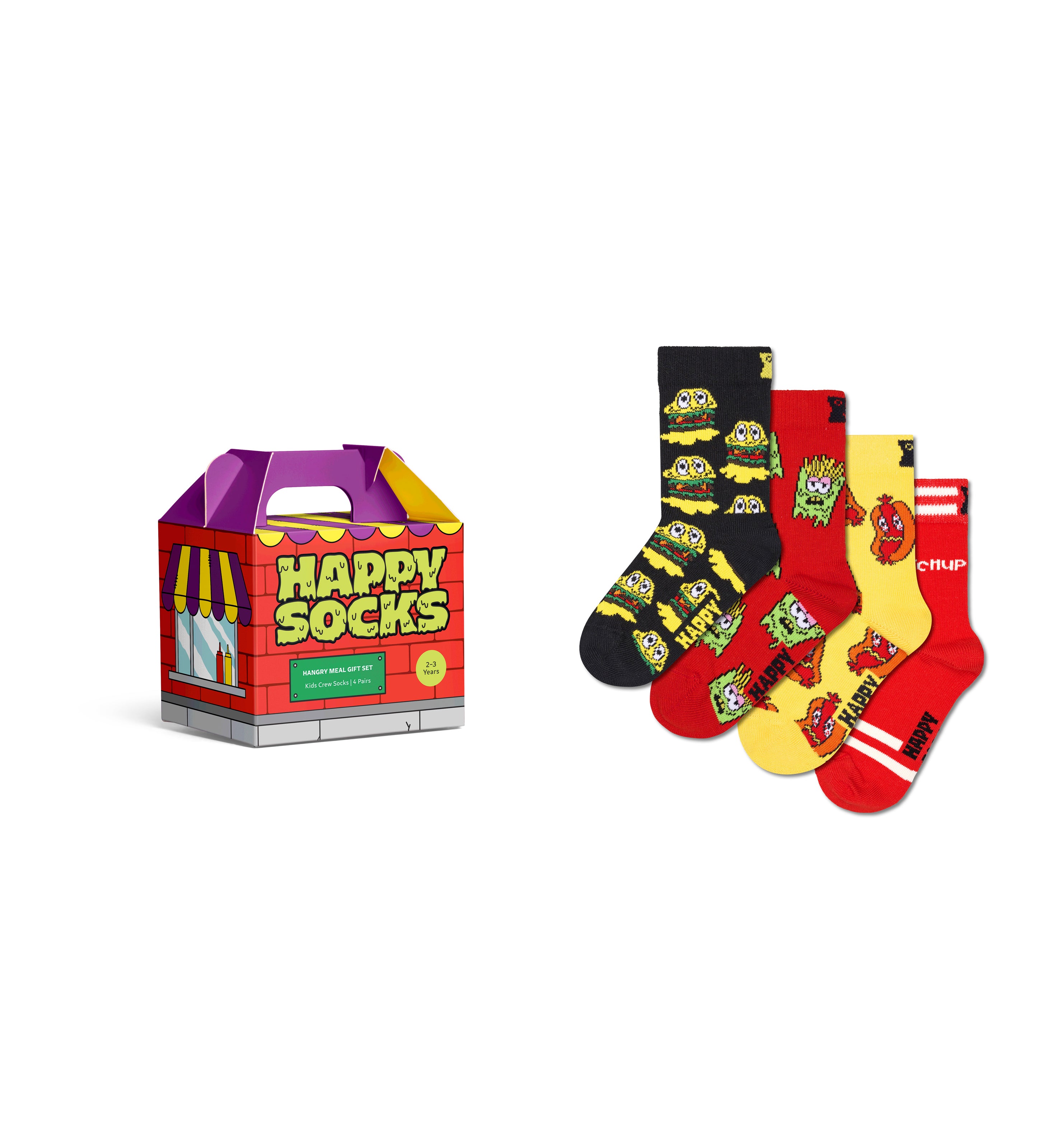 キッズ】【GIFT BOX】【4足セット】クルー丈 ソックス（ジャンクフード