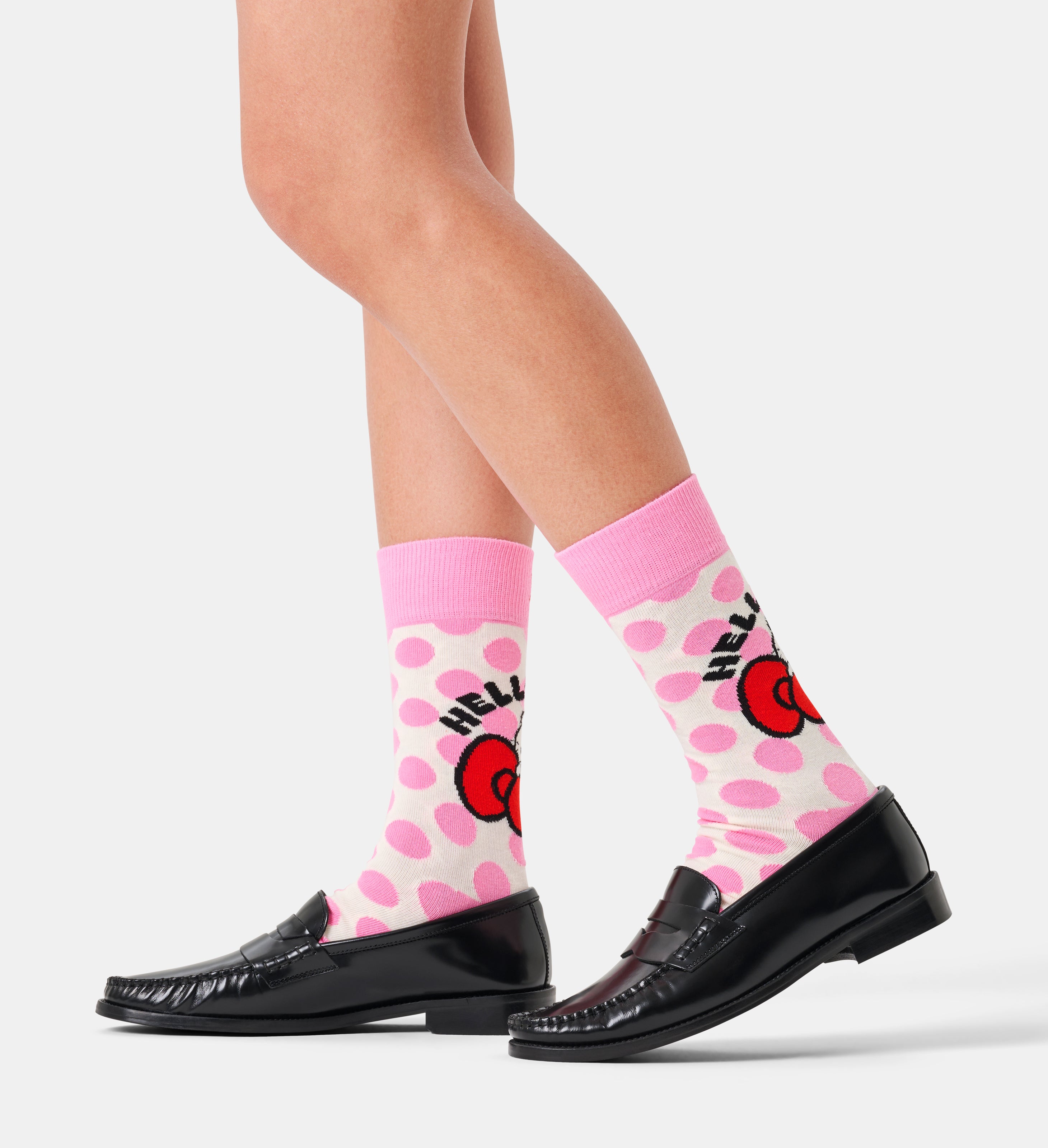 【Hello Kitty×Happy Socks】クルー丈 ソックス （ハローキティ ピンクドット）