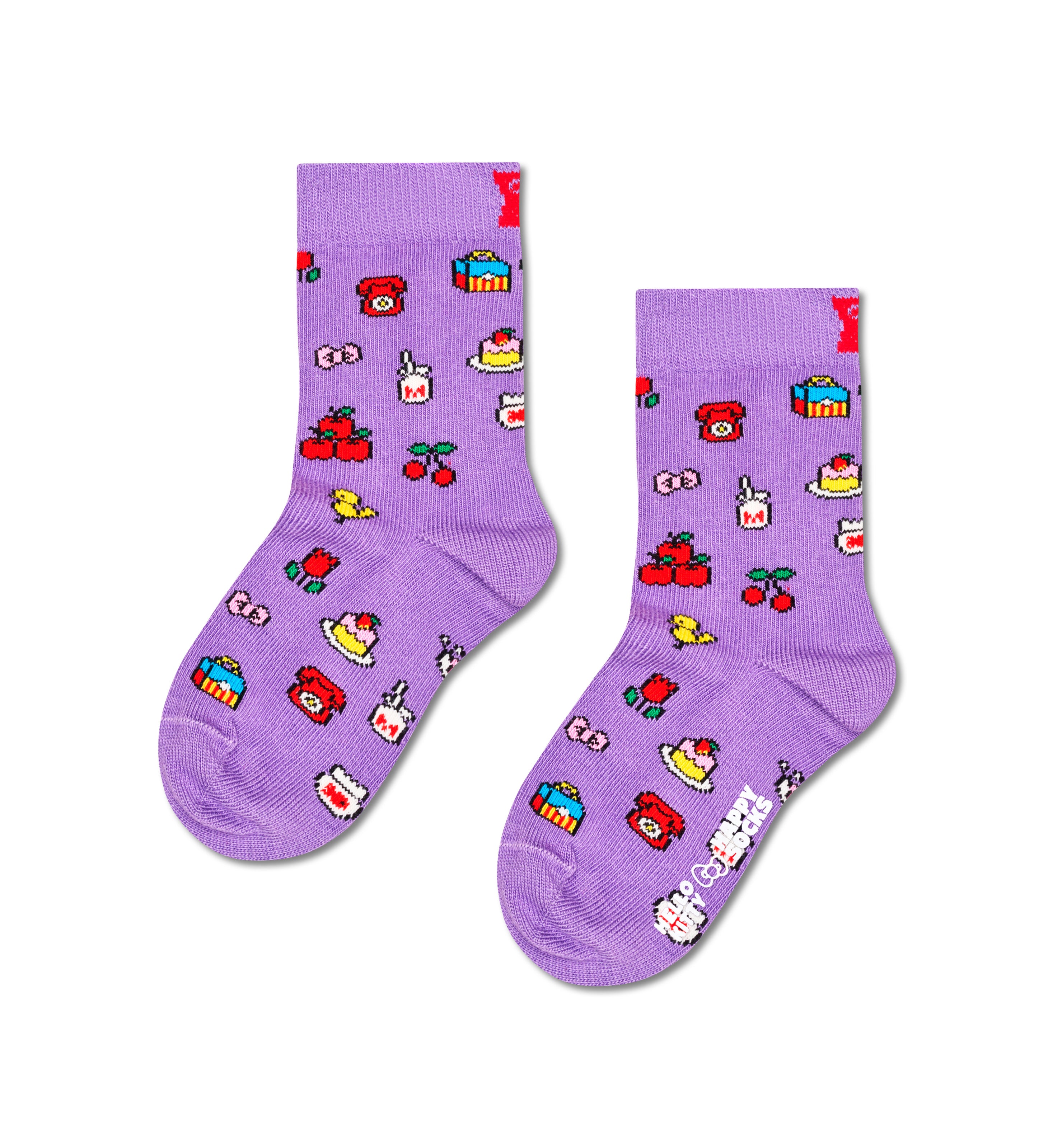【Hello Kitty×Happy Socks】【キッズ】【GIFT BOX】【3足セット】クルー丈 ソックス（ハローキティ）