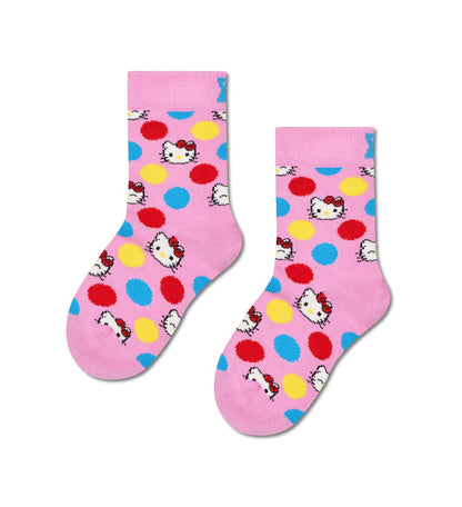 【Hello Kitty×Happy Socks】【キッズ】【GIFT BOX】【3足セット】クルー丈 ソックス（ハローキティ）