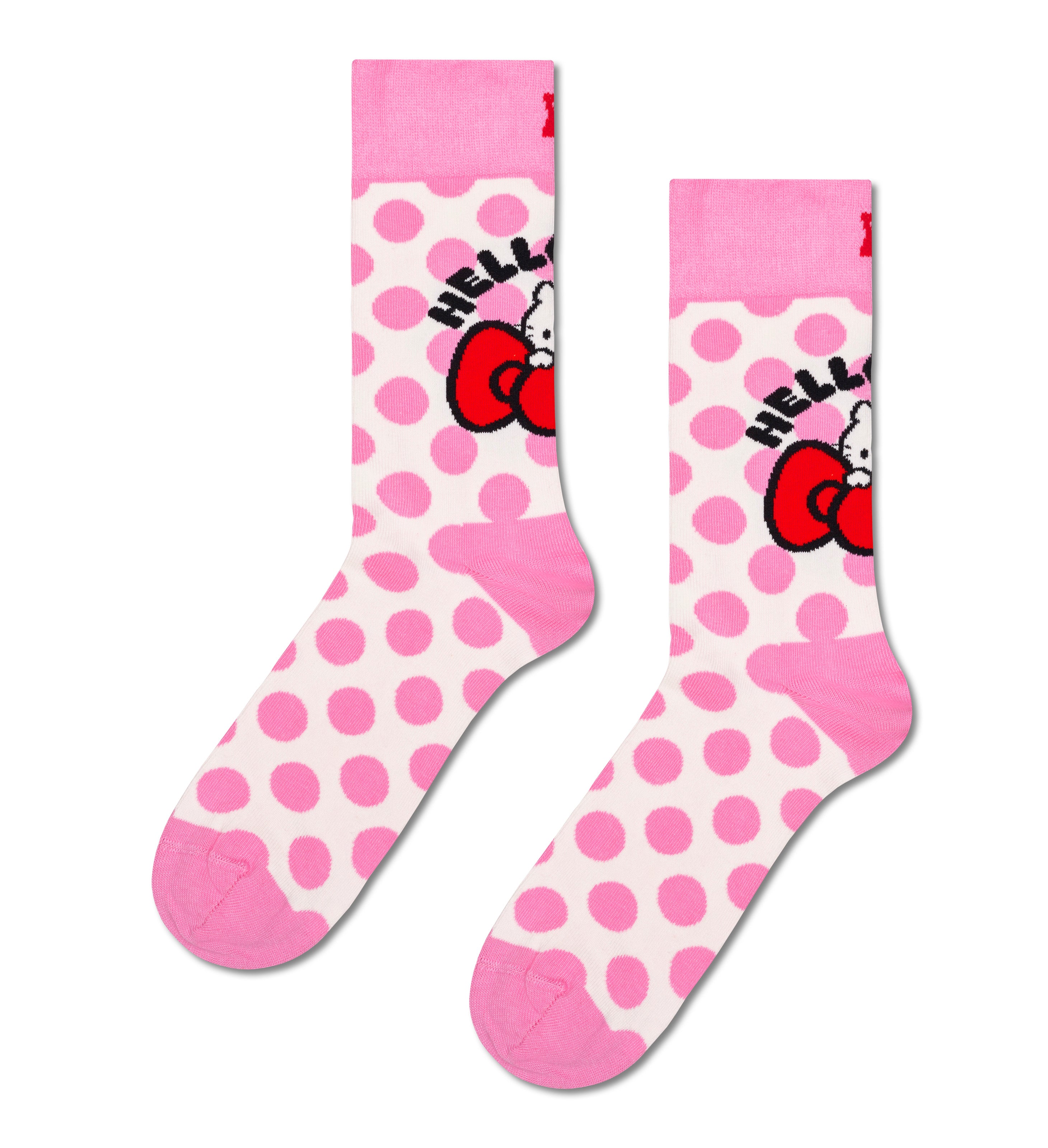 【Hello Kitty×Happy Socks】【GIFT BOX】【6足セット】クルー丈 ソックス（ハローキティ）